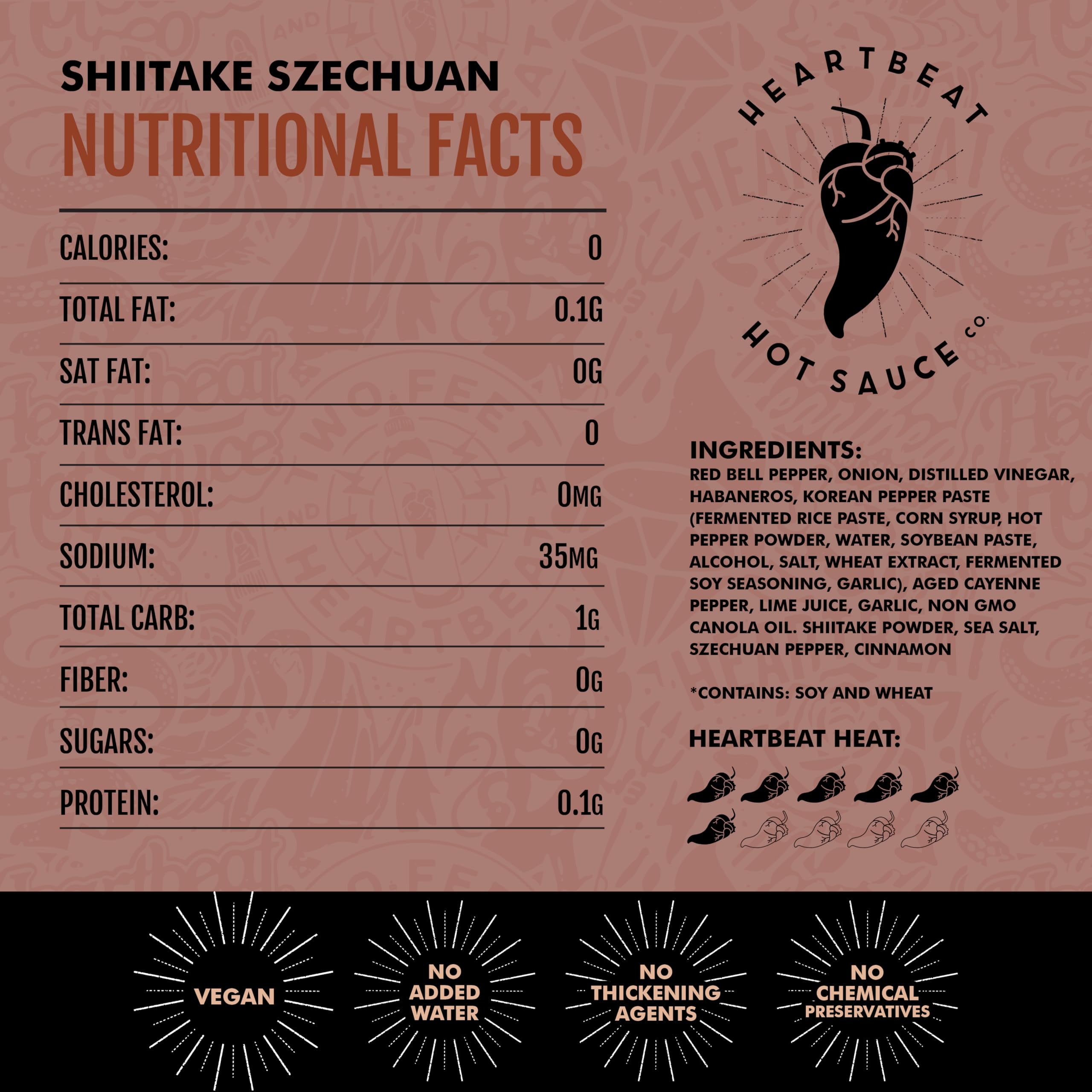 Heartbeat Hot Sauce Co. | Shiitake Szechuan Hot Sauce, 6 oz Bottle - Spicy Umami Flavor for Wings, Tacos & Asian Cuisine