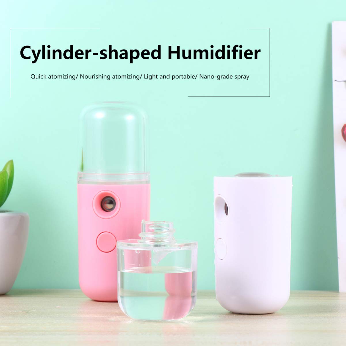 2-Pack Mini Humidifier & Facial Steamer - Portable Air Humidifier with Aromatherapy Diffuser, Mist Sprayer for Skin Care & Moisturizing - Perfect for Home, Office, Travel & Spa Relaxation