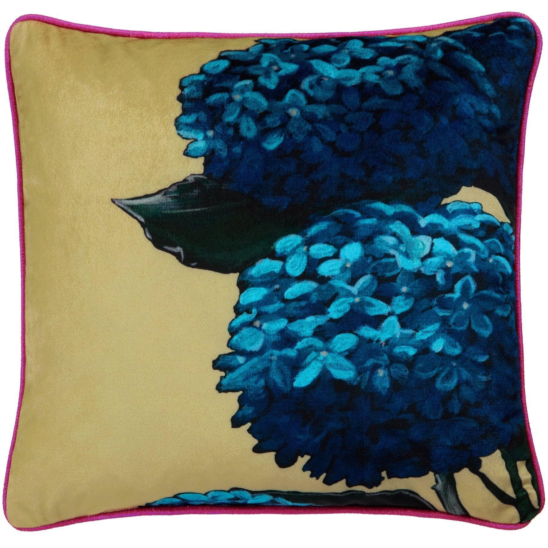 Laurence Llewelyn Bowen Hiyah Hydrangea Cushion in Lime Green - Soft Decorative Throw Pillow for Sofa, Bed, Living Room & Home Decor