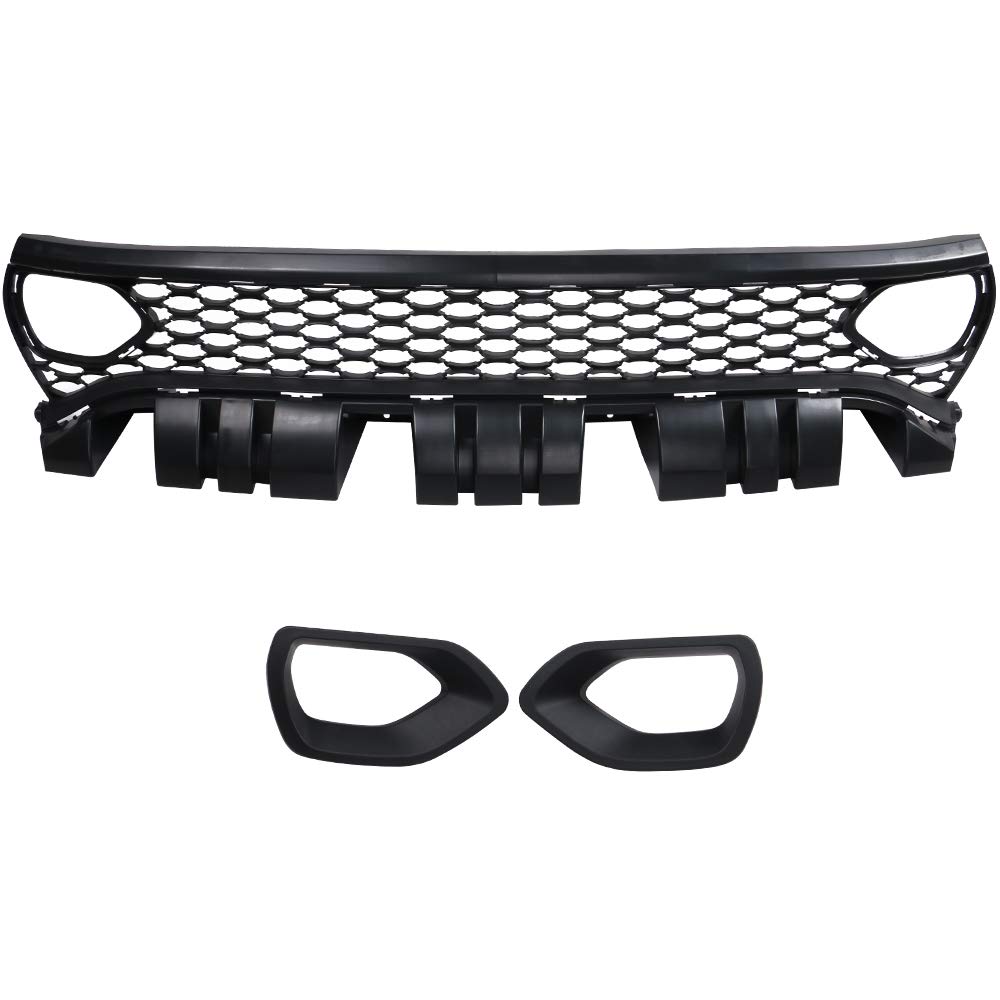 IKON MOTORSPORTS Front Upper Grille Replacement for 2015-2023 Dodge Charger SRT/Scat Pack - PP Front Bumper Grille Upper Grill Guards - Perfect for Car Upgrades & Street Racing Style