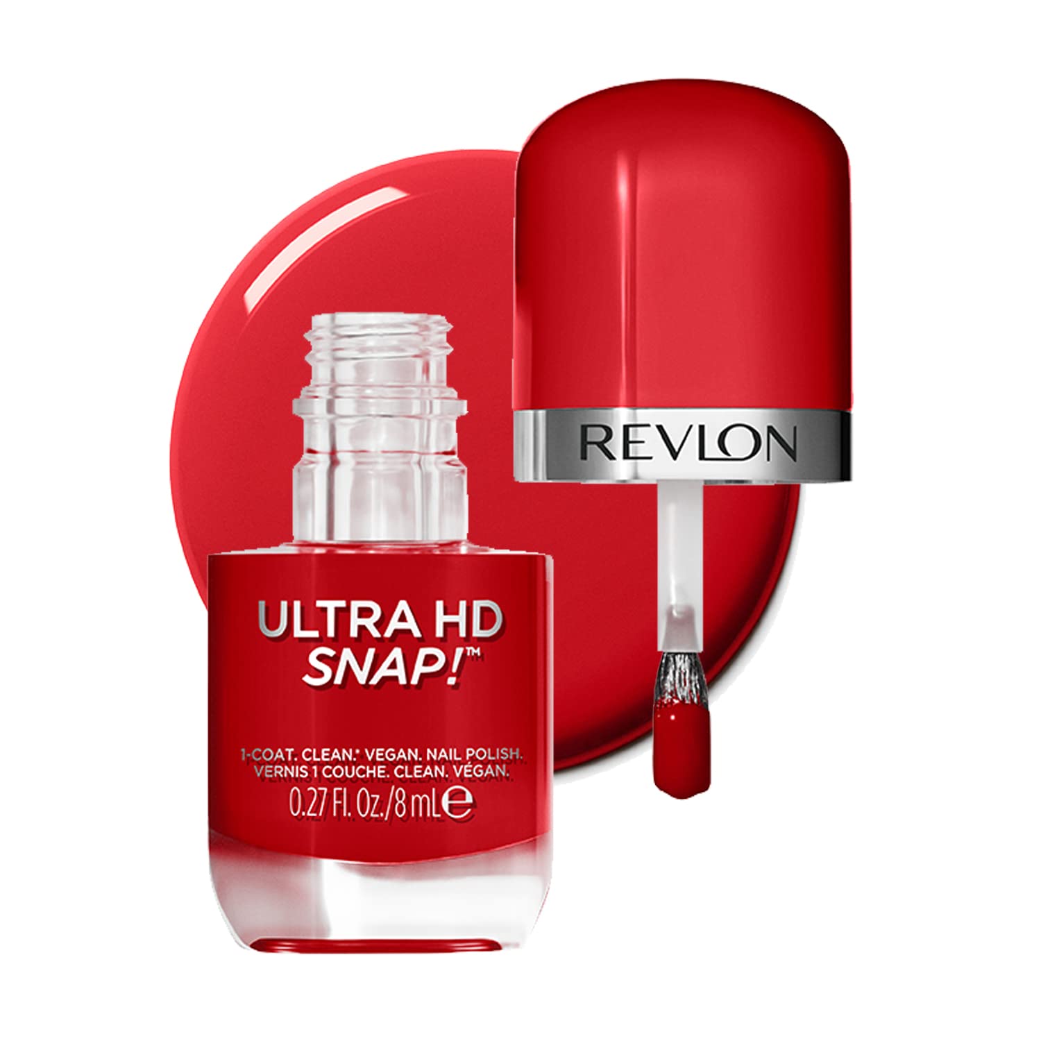 REVLON Ultra HD Snap Nail Polish - Cherry On Top 8ml | Natural Rich Glossy Finish, Vegan & Cruelty-Free Formula, No Base/Top Coat Needed | Perfect for Everyday Wear, Special Occasions & DIY Manicures