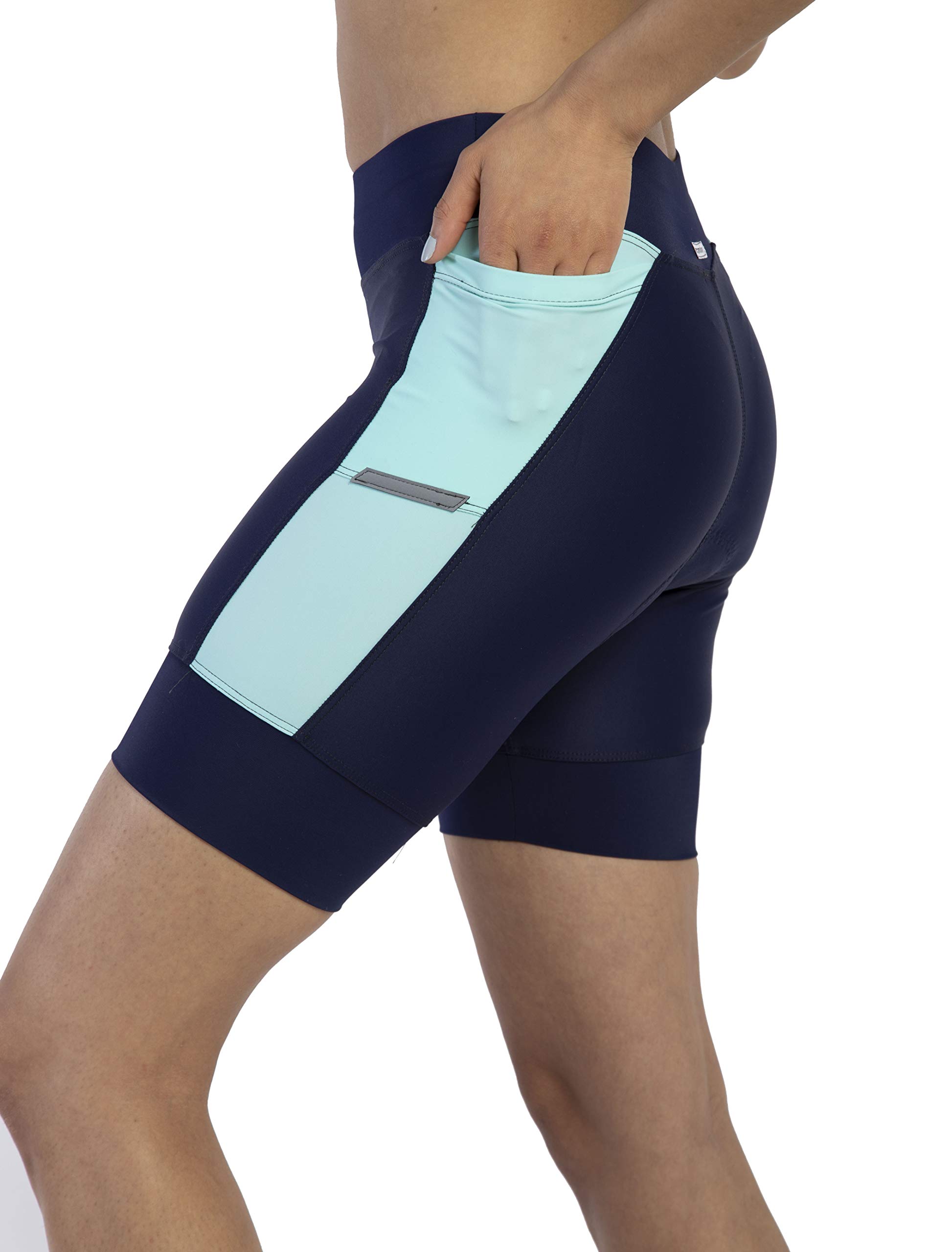 Women's Triathlon Shorts - Soft Padded Quick-Dry Chamois with Side Pockets - USA Made for Swim, Bike & Run - Perfect for Triathlons, Cycling & Outdoor Workouts