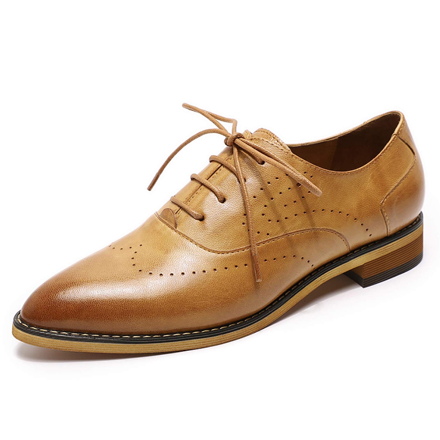 Stylish Women's Pointed Toe Leather Oxford Brogue Shoes - Comfortable Lace-Up Work Shoes for Office & Business Professionals | Perfect for Formal Occasions, Business Meetings & Professional Workwear