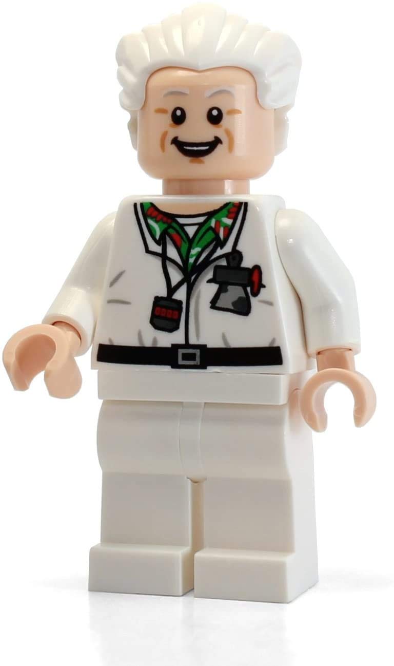 LEGO Minifigure Back to The Future Doc Brown Collectible Toy - Perfect for Movie Fans, Gift Ideas & LEGO Display Collections