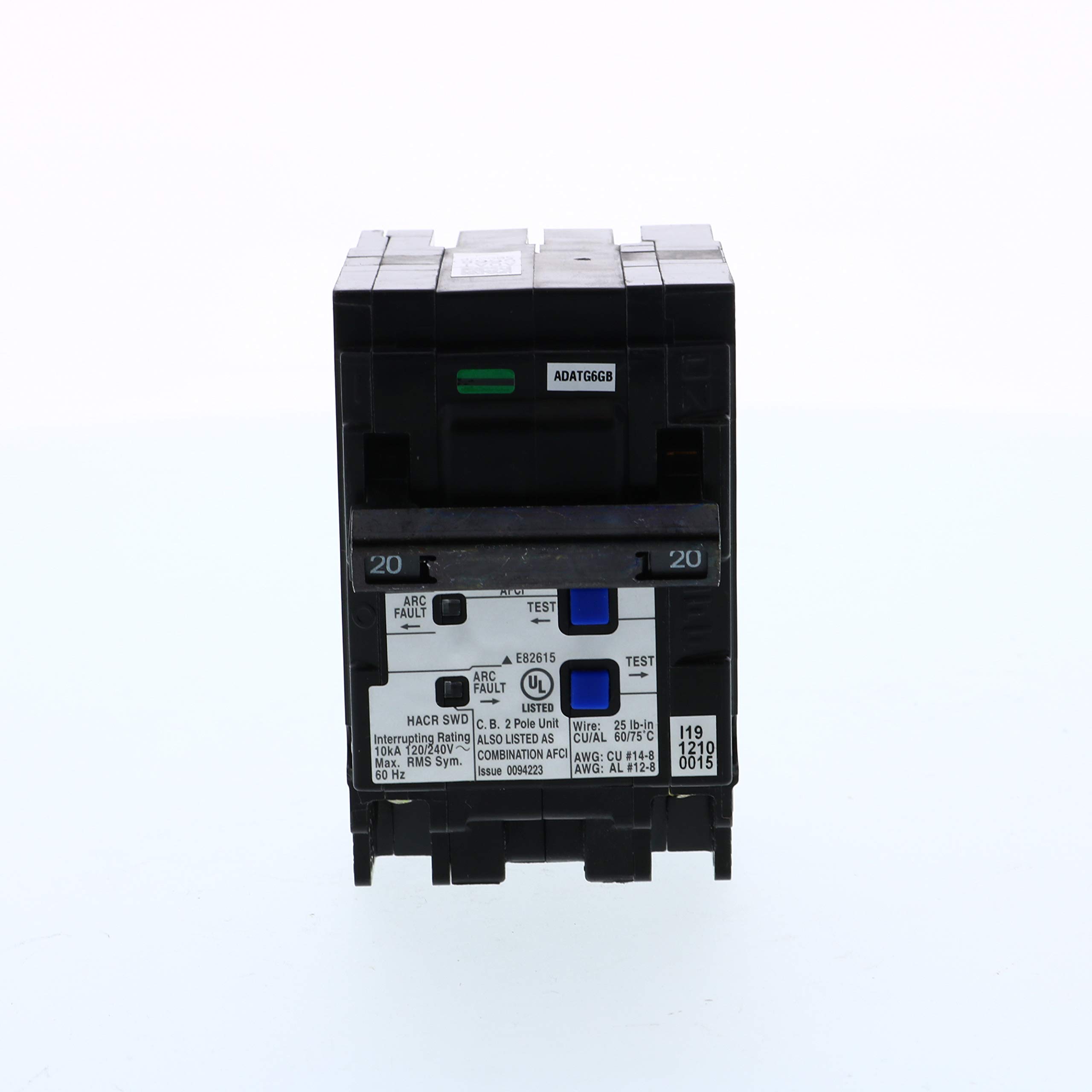 20 Amp 2-Pole AFCI Plug-On Neutral Circuit Breaker - Combination Type for Home Electrical Safety | Perfect for Residential Panel Upgrades & Fire Prevention