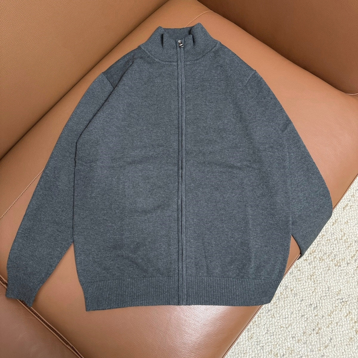 Men's Embroidered Zipper Sweater Jacket - Stylish Casual Pullover for Fall & Winter - Perfect for Outdoor Activities, Dates, and Office Wear