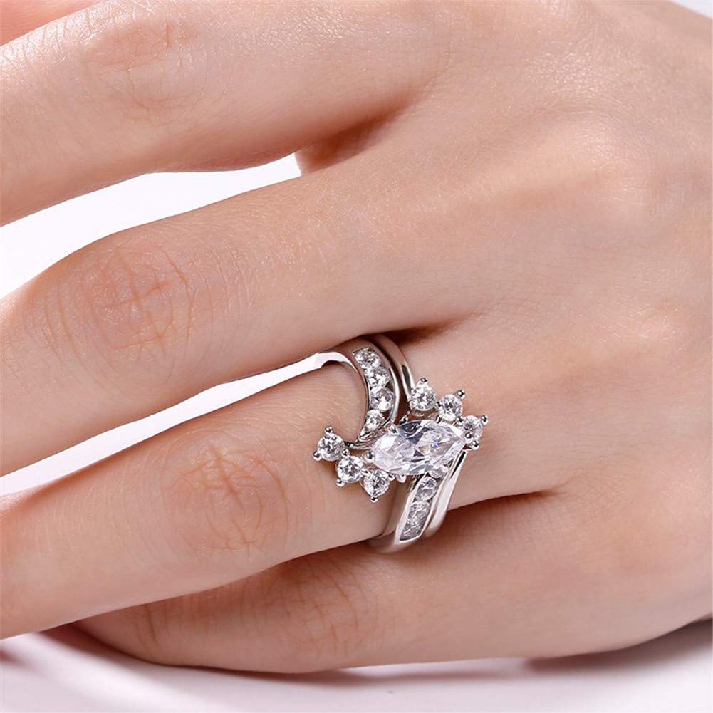 Jeulia Marquise Cut Sterling Silver Wedding Ring Set with Cubic Zirconia - White Diamond Solitaire Engagement & Promise Rings for Women - Anniversary Gift with Box - Perfect for Proposals, Weddings & Special Occasions