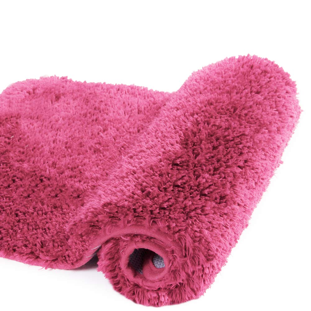 Walensee Large Bathroom Rug (24 x 40 Inches, Hot Pink) - Ultra Soft & Absorbent Shaggy Bath Mat, Machine Washable Microfiber Non-Slip Floor Mat for Bathroom, Shower & Vanity Area - Luxury Home Decor