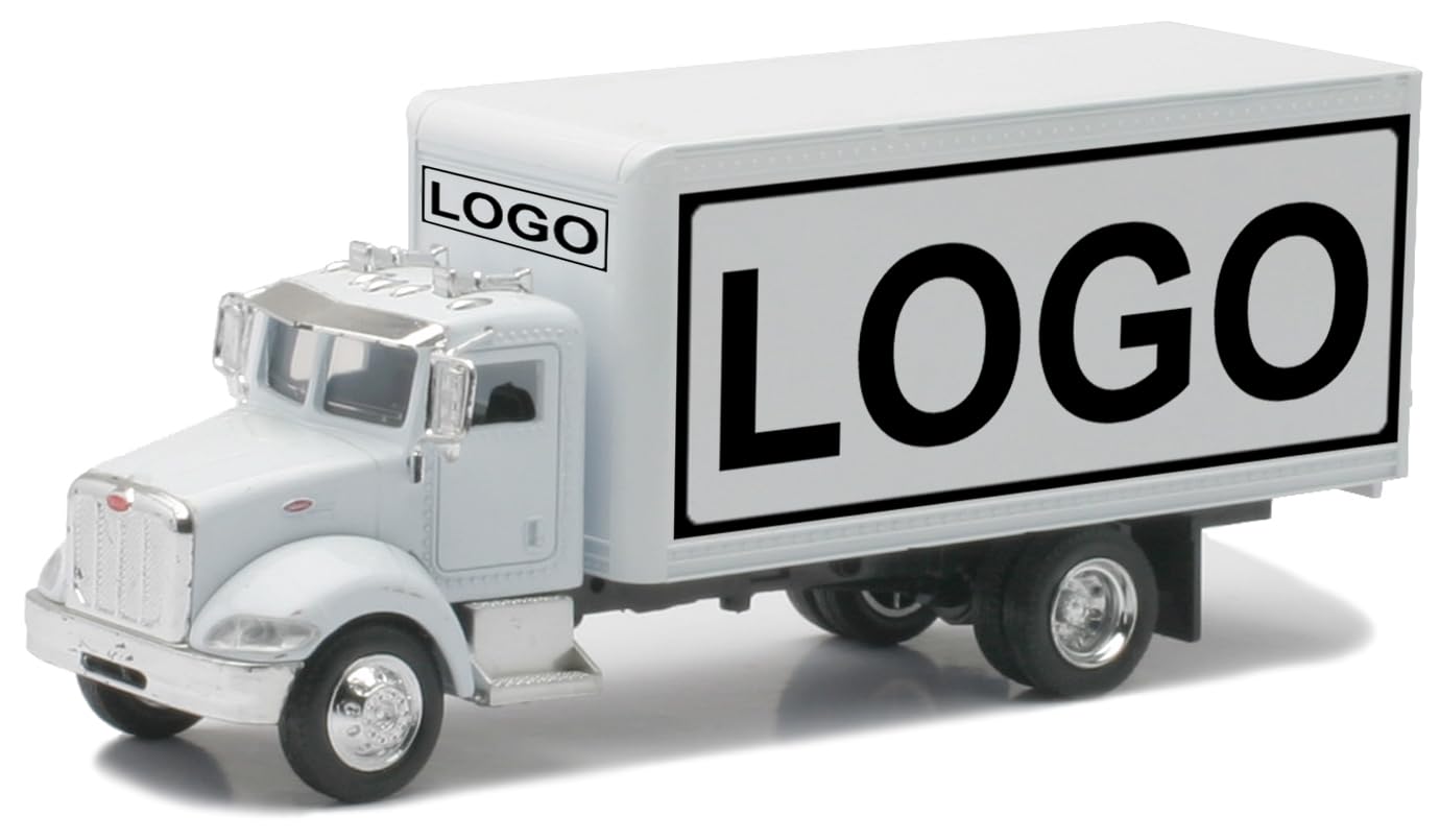 1:43 Scale Peterbilt 335 White Box Truck Diecast Model with Trailer - Collectible Toy for Adults & Kids | Perfect for Promotional Gifts, Office Decor, and Truck Enthusiast Collections