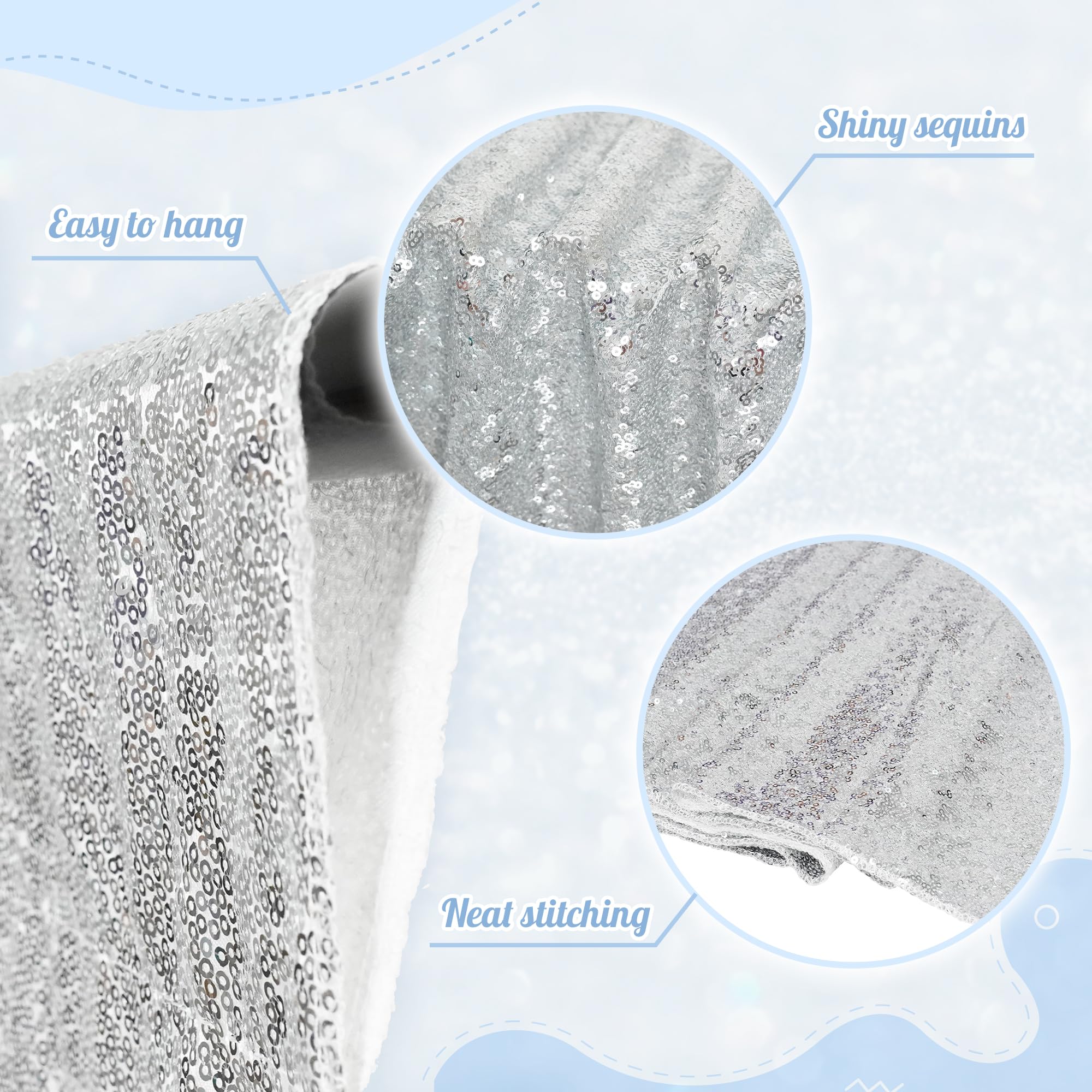 10x10ft Silver Sequin Photo Backdrop for Wedding Photography, Birthday Parties & Events - Sparkling Party Decor Background for Professional Shoots