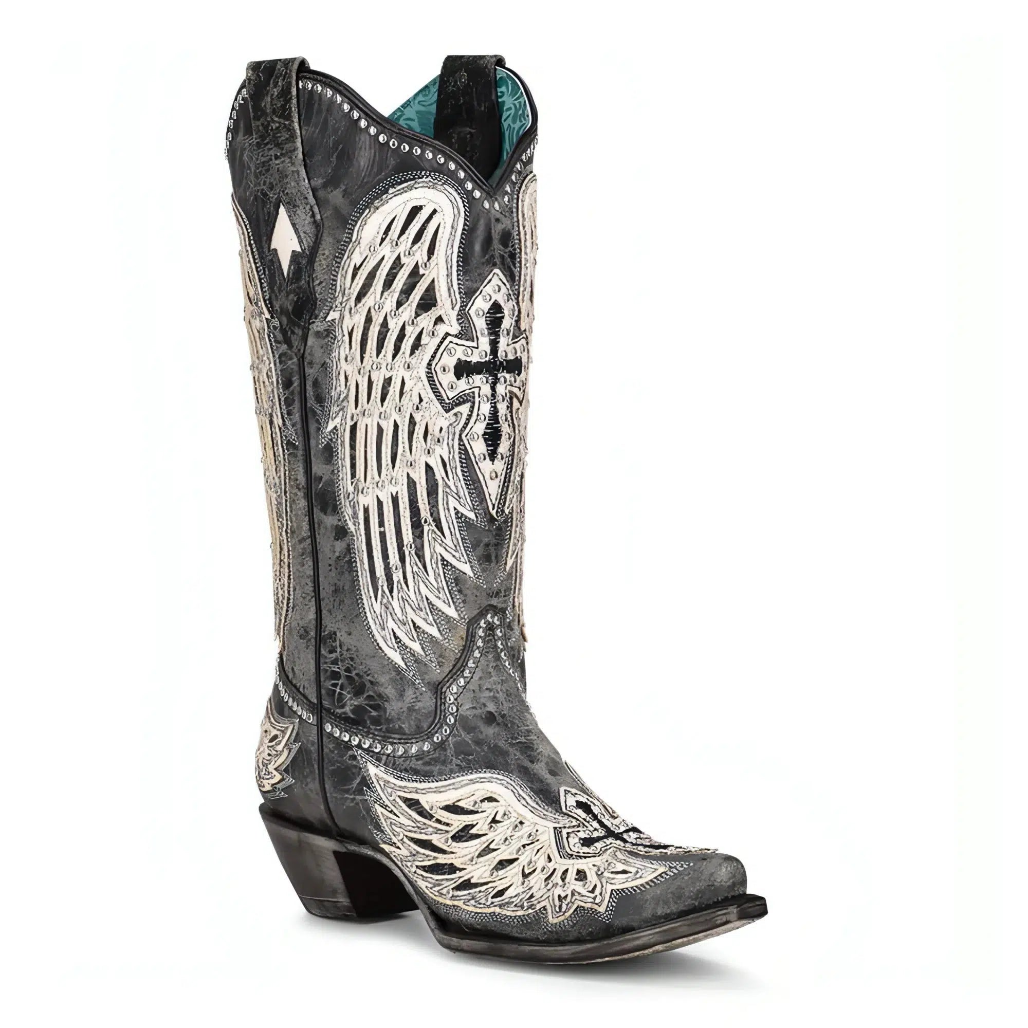 A4232 Women's Black Western Cowgirl Cowhide Leather Boots - Perfect for Rodeo, Country Dancing & Cowboy Boots Fashion