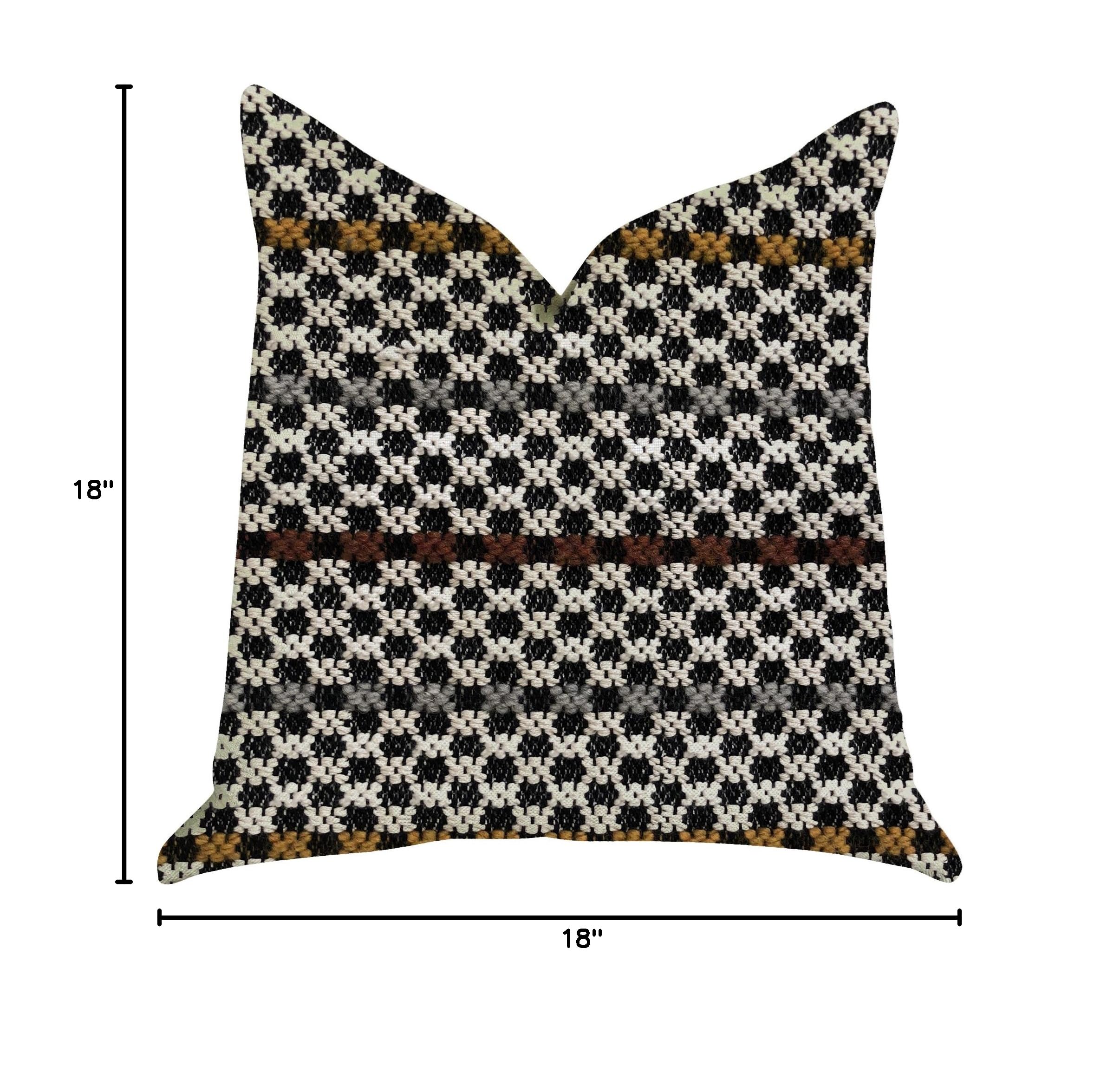 Plutus Brands Poppy Chic Woven Double-Sided Luxury Throw Pillow 18x18 Inches - Black, Red, Green - Perfect for Sofa, Bed & Home Decor