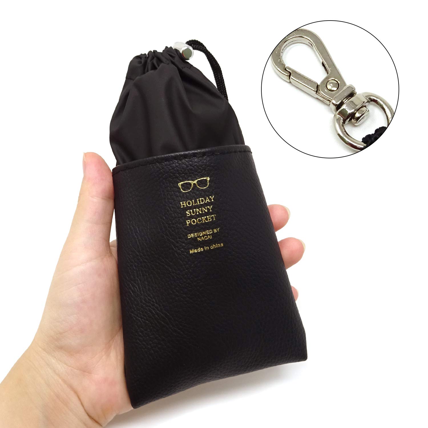 Yueton Portable PU Leather Eyeglass Case - Protective Glasses Pouch for Sunglasses, Reading Glasses & Optical Frames - Travel, Office & Daily Use Accessory