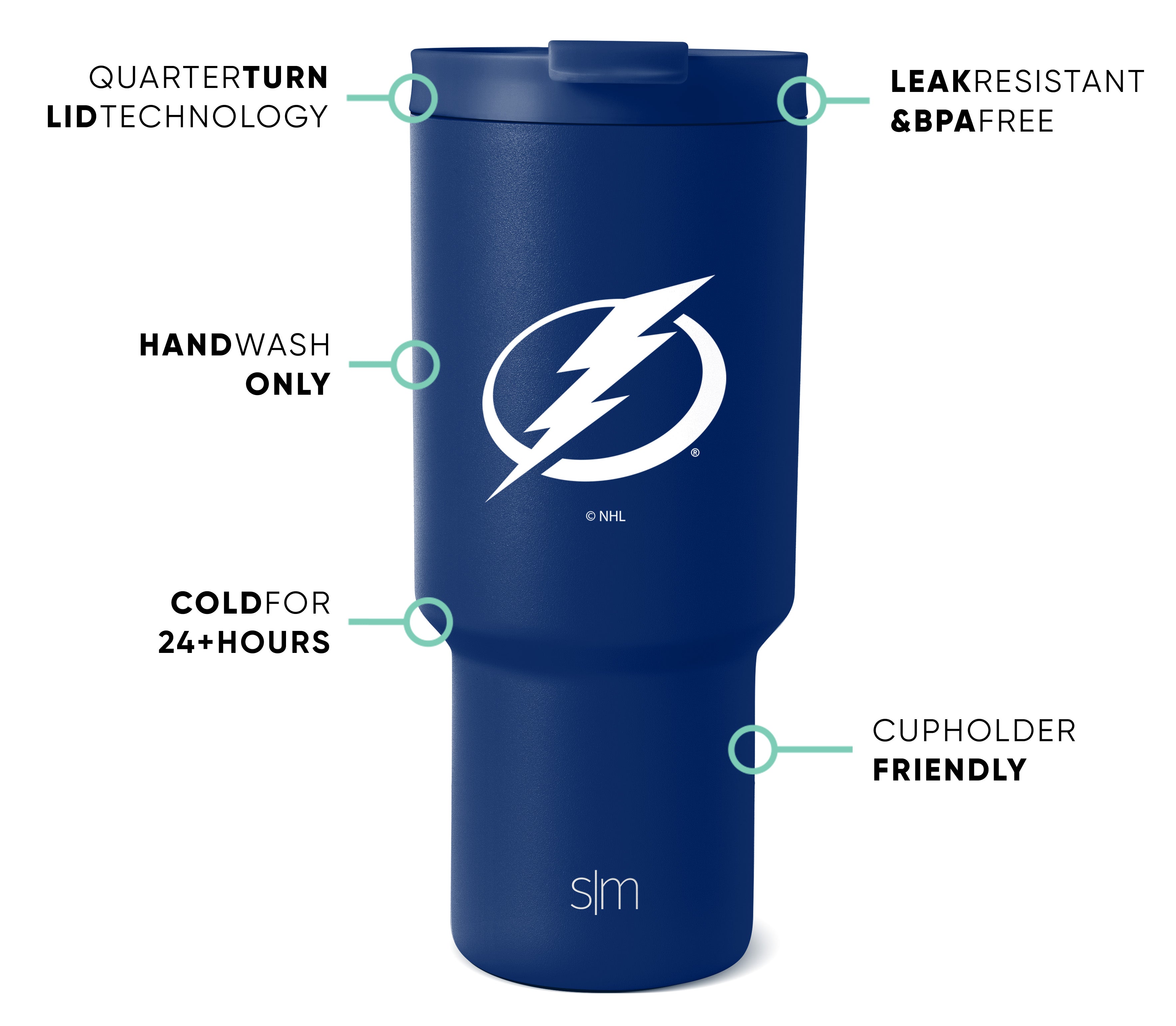 NHL Trek Tumbler 20oz Stainless Steel Insulated Water Bottle with Lid - Keeps Drinks Hot/Cold for 24 Hours - Perfect for Hockey Fans, Outdoor Activities, Gym & Office Use