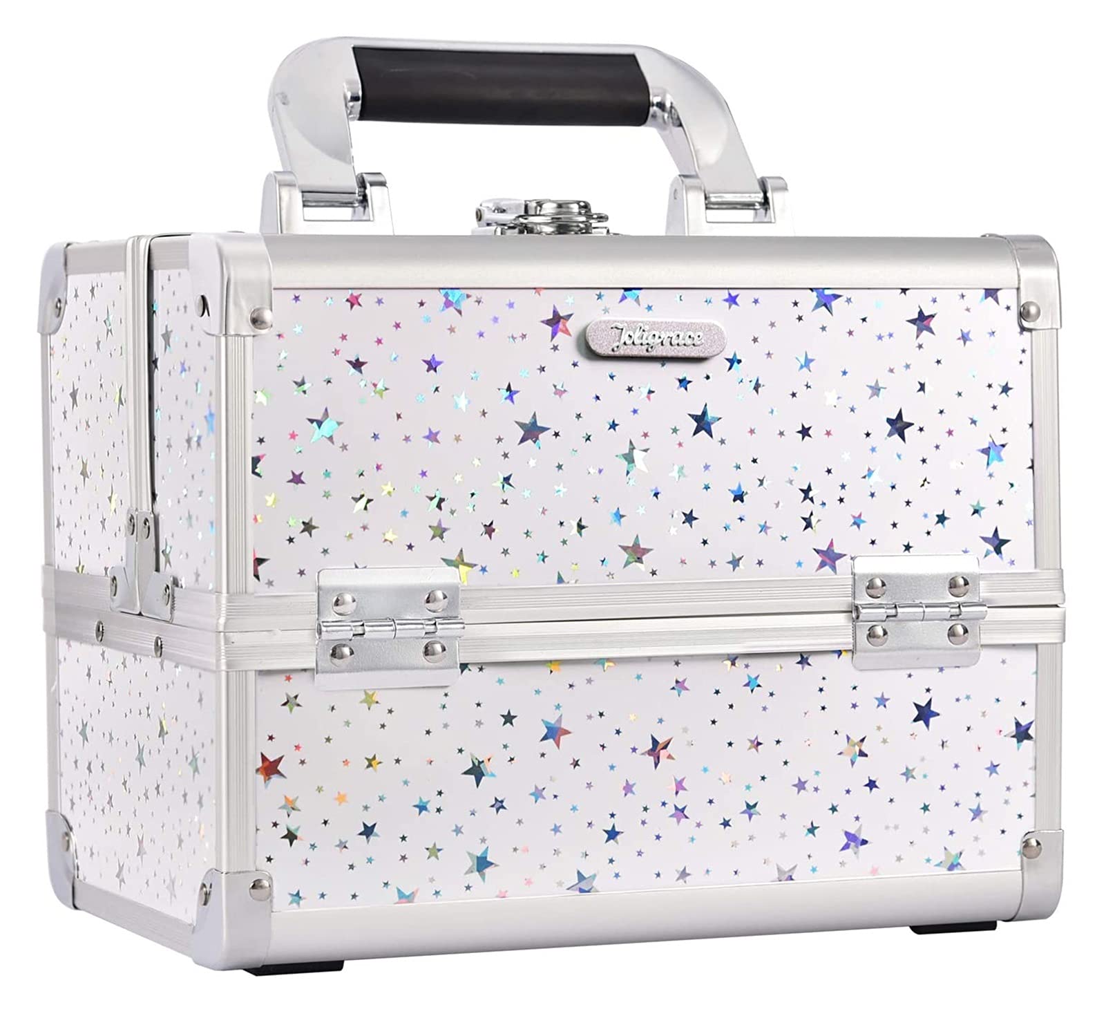 HAOKTSB Jewelry & Makeup Organizer Box - Lockable Vanity Case with Mirror & Keys for Cosmetics, Jewelry Storage - Perfect for Travel, Home Beauty Station & Professional Makeup Artists