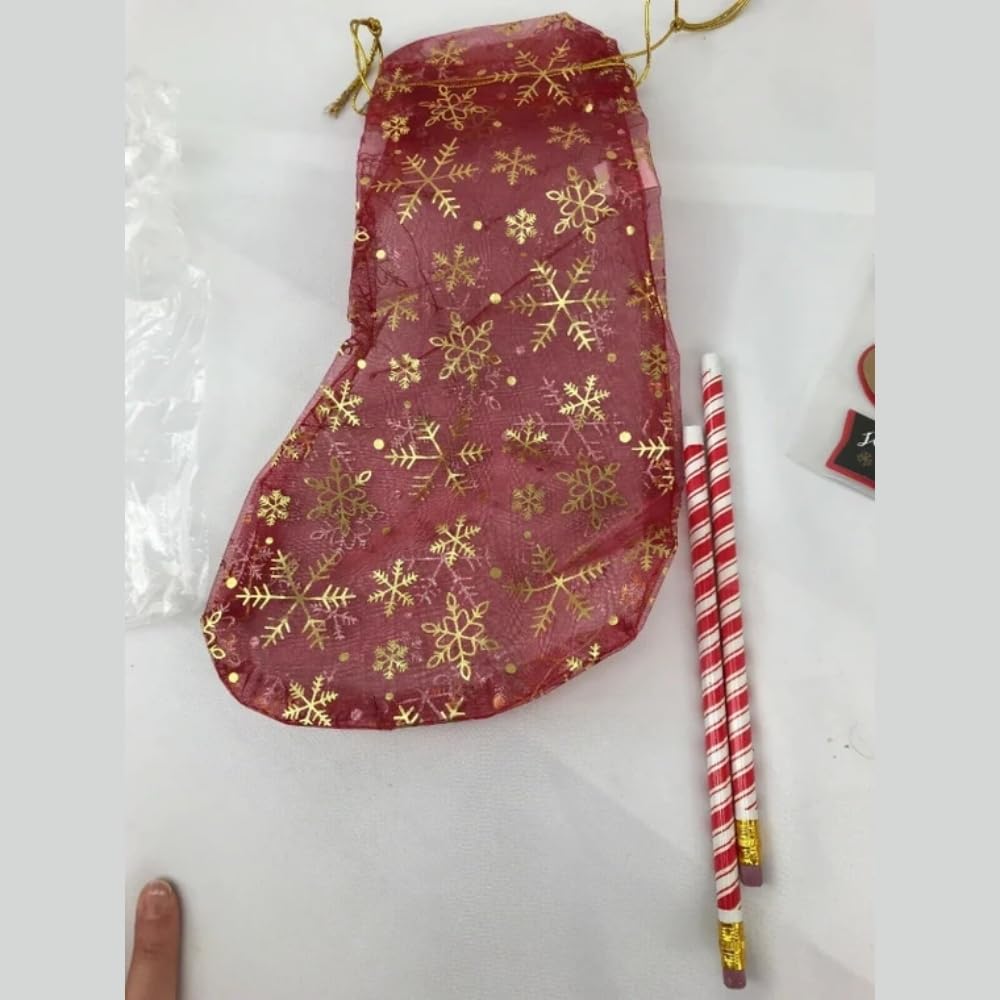 Fun Express Sheer Snowflake Stockings - 12 Pack Christmas Party Decorations for Holiday Home Decor, Tree Ornaments & Festive Gift Wrapping