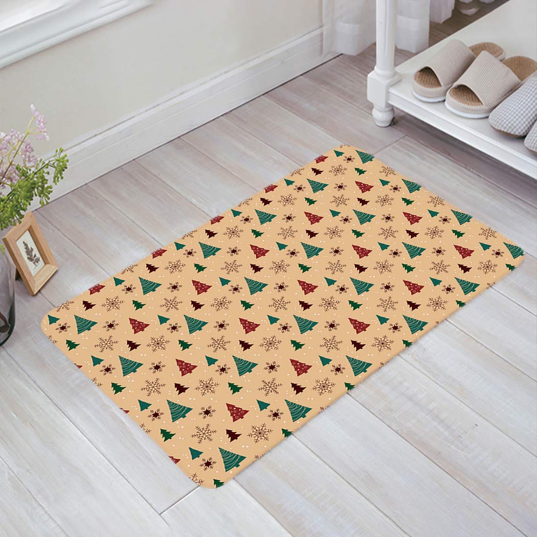 Non-Slip Christmas Welcome Doormat - 20''x31.5'' Indoor Front Door Mat with Retro Snowflakes & Xmas Tree Design - Waterproof Rubber Backing for Holiday Home Decor | Perfect for Entryway, Porch, and Festive Season Greetings