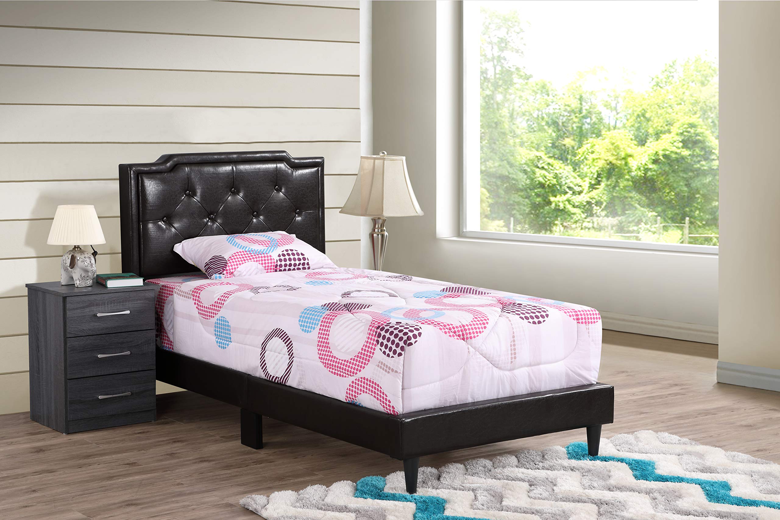 Glory Furniture 1116-TB-UP Twin Size Bed Frame with Storage, Cappuccino Finish - All in One Box - Perfect for Small Spaces, Dorms & Guest Rooms