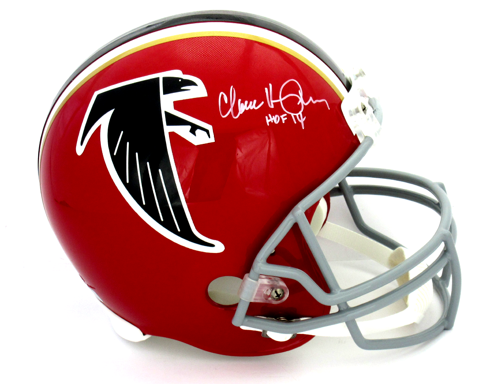 Claude Humphrey Autographed Atlanta Falcons Throwback Riddell Full Size NFL Helmet with HOF 2014 Inscription - Collectible Football Memorabilia for Fans and Sports Enthusiasts