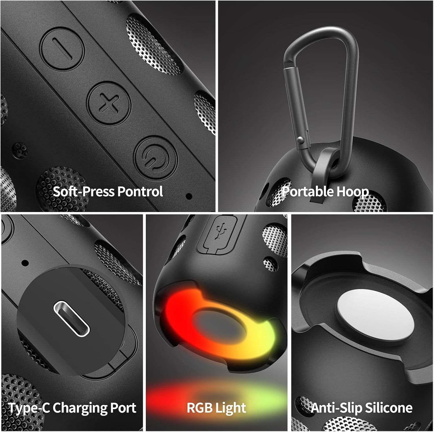 FIZZYBERRIES 2-in-1 Mini Bluetooth Speaker with Wireless Earbuds - Portable Outdoor Speaker with Deep Bass, Built-in Mic for Home, Party, Sports & Travel - Perfect for Camping, Gym Workouts and Beach Outings (Black)
