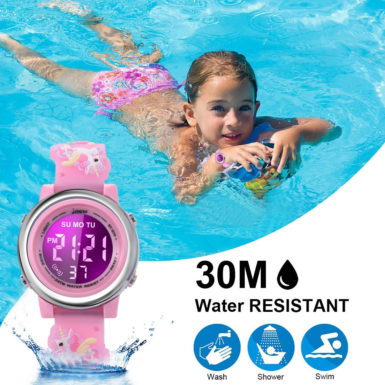 Cofuo Kids Digital Watch 3-12, 3D Cartoon Waterproof LED Watch with Alarm & Stopwatch for Outdoor Sports & Gifts