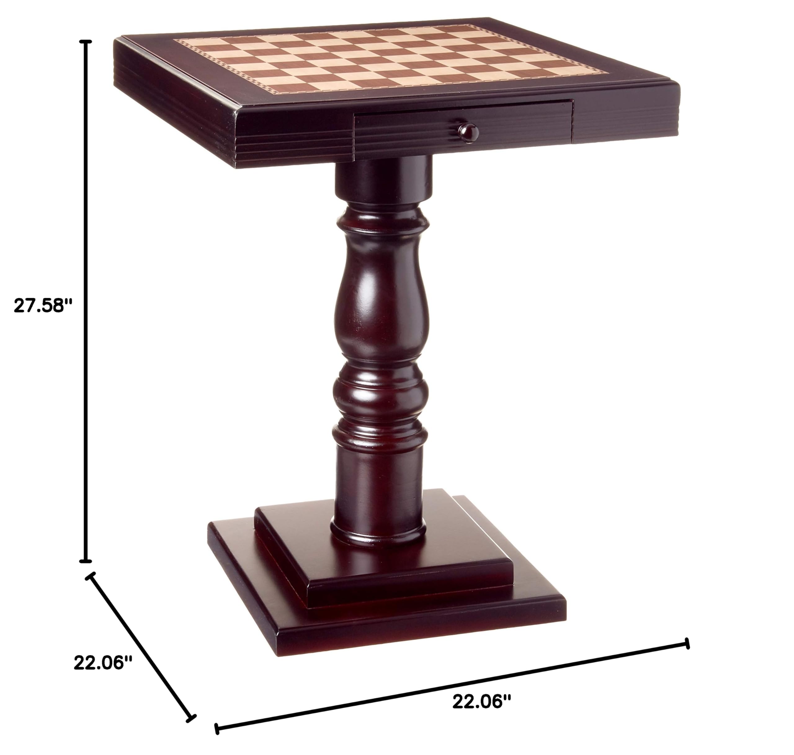 Frenchi Furniture Mahogany Coffee Table - 22.58 x 22.06 x 22.06 Inches - Solid Wood Side Table for Living Room, Office, or Bedroom - Perfect for Coffee, Books, and Decor