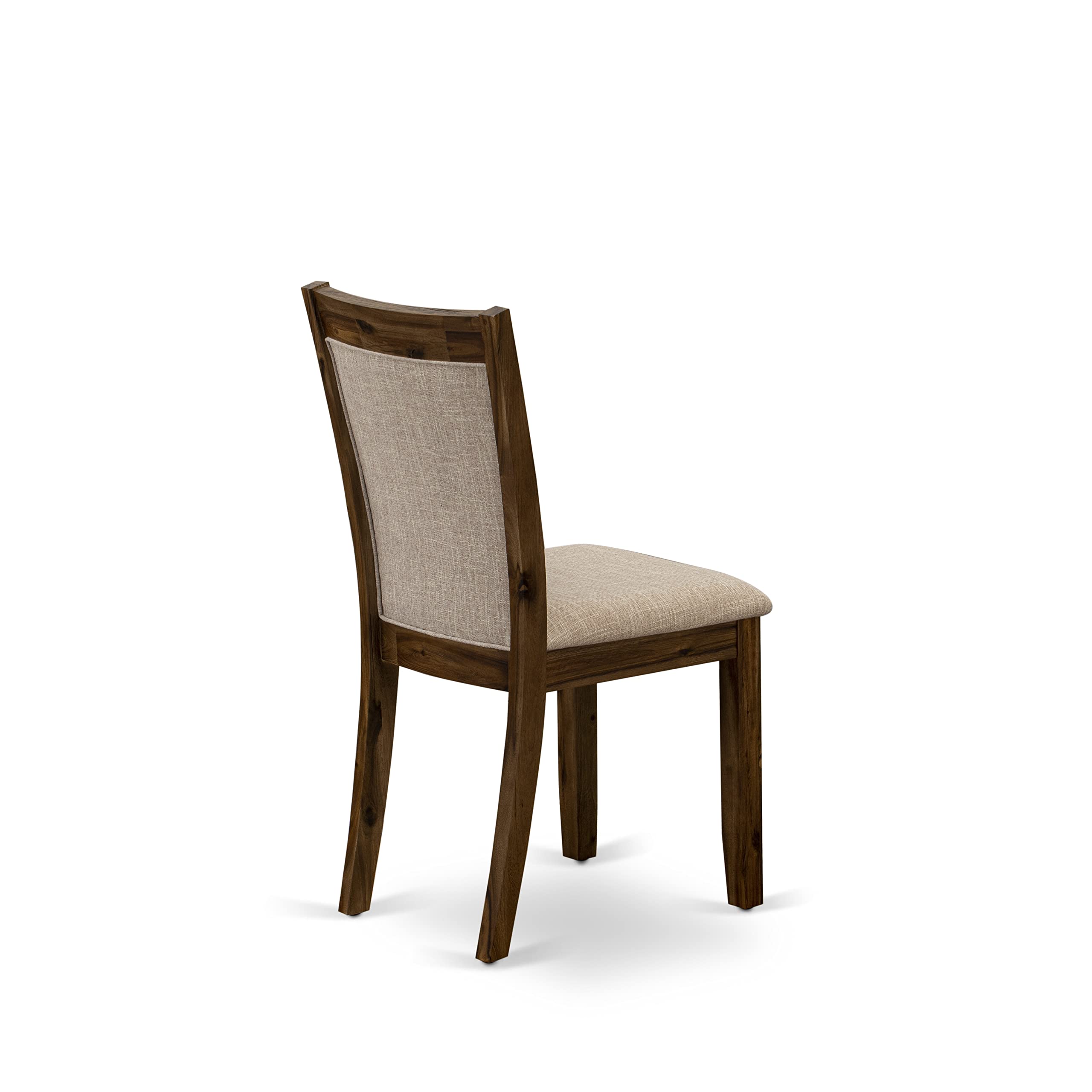 East West Furniture HBMZ3-AWN-04 3-Piece Round Dining Table Set with Pedestal Base & 2 Light Tan Linen Upholstered Chairs, 42x42 Inch, Antique Walnut - Perfect for Small Spaces, Breakfast Nooks & Cozy Kitchen Dining Areas