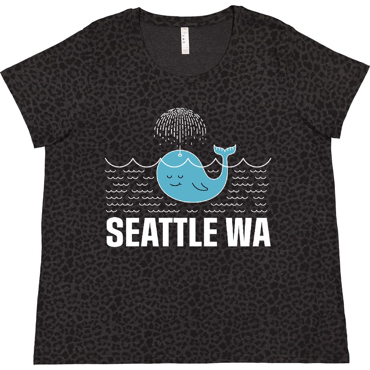 Inktastic Seattle Washington Cute Whale Graphic Travel Women's Plus Size T-Shirt - Perfect for Vacation, Beach Outings & Casual Wear