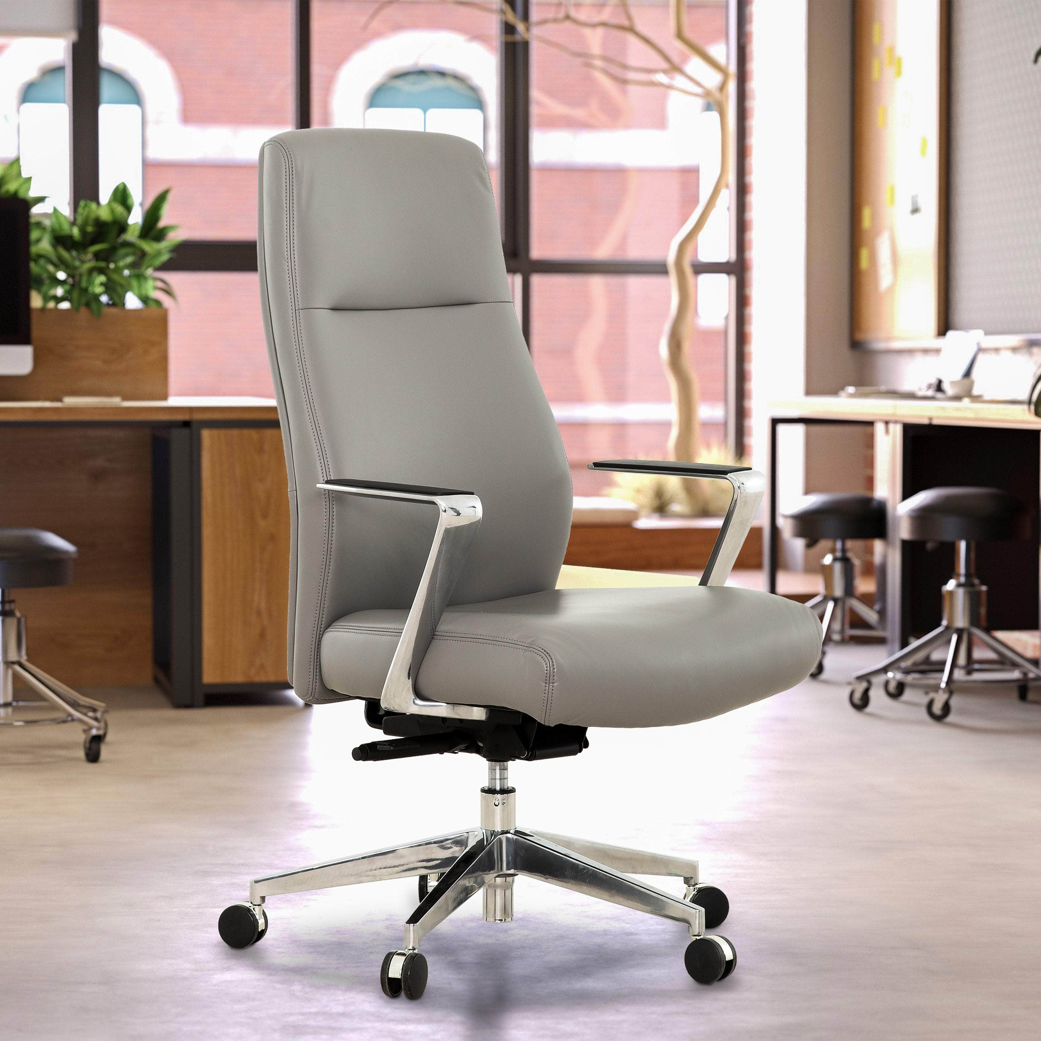 Sealy Ken Faux Leather Office Task Chair - Ergonomic Grey Computer Desk Chair for Home & Office Workspace