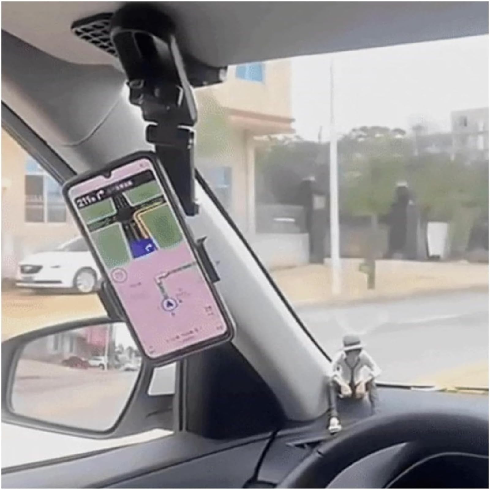 WINGKA Retractable & Rotatable Car Phone Holder for Sun Visor - 360° Adjustable Phone Mount for Dashboard & Windshield - Universal Smartphone Stand for Driving, GPS Navigation & Hands-Free Calls