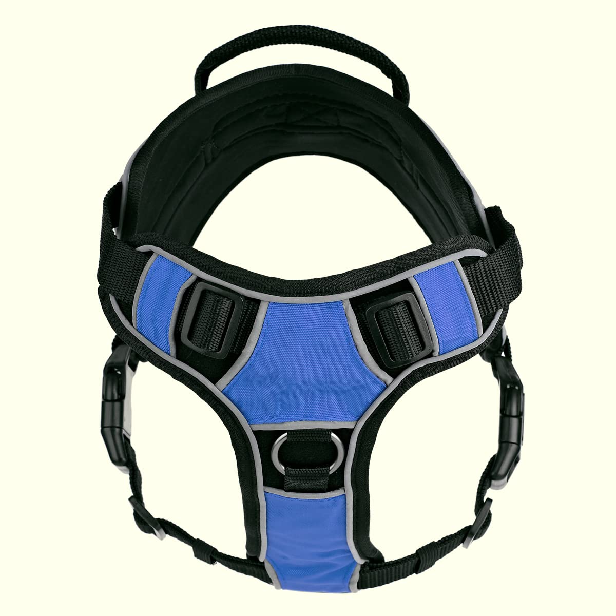 No-Pull Dog Harness with Reflective Patches & Quick Release Buckles - Soft Comfortable Training Vest with 3D Rubber & Handle (18-22 inches, Blue) - Perfect for Walking, Running & Outdoor Adventures with Your Dog