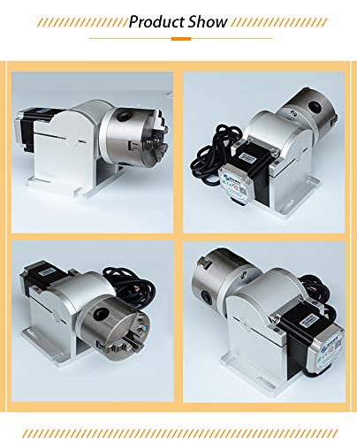 160mm (6.30in) Rotary Chuck Three-Jaw with Rotating Head - Compatible with Fiber Laser Marking, Engraving Machines & Angle Grinders - Perfect for Metal Engraving, Wood Carving & Industrial Applications