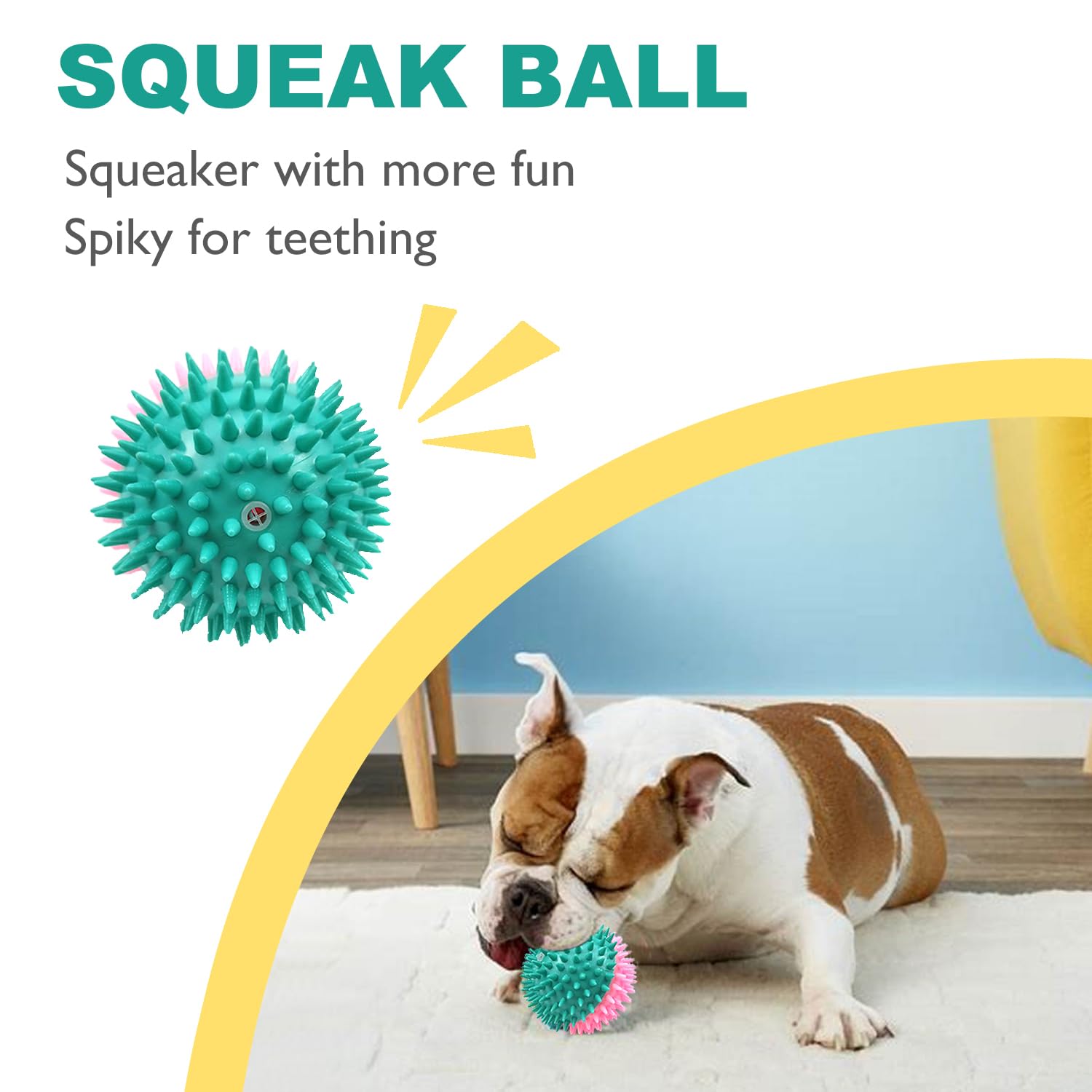 Durable Squeaky Dog Balls Set - Interactive Treat Dispensing Chew Toys for Small & Medium Dogs | Natural Rubber Bouncy Balls for Teeth Cleaning & Playtime | Perfect for Indoor Fetch, Outdoor Play & Training Rewards