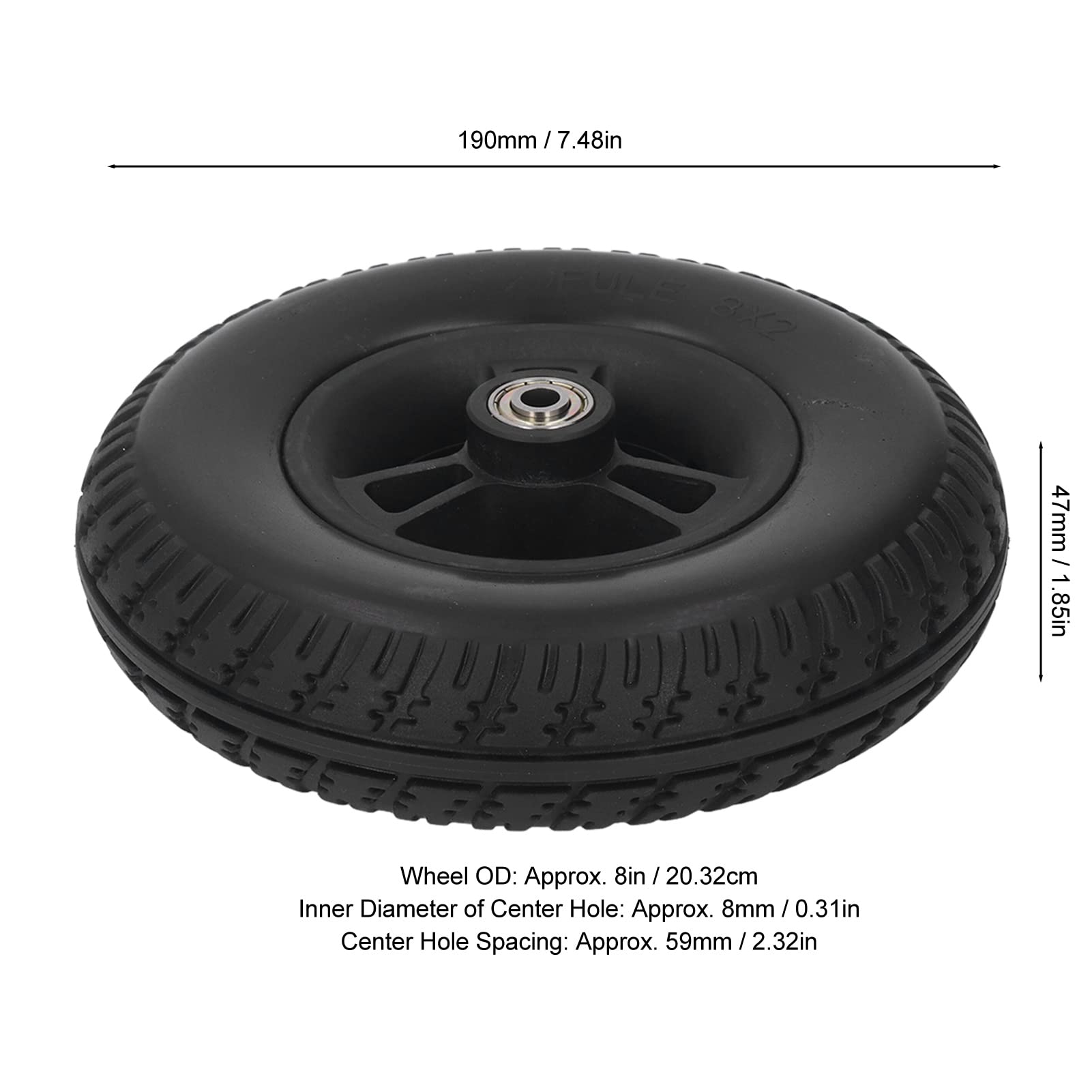 8 Inch Wheelchair Front Wheel Replacement - PU Anti-Skid Explosion-Proof Tire for Electric Wheelchairs - Durable Mobility Aid for Indoor/Outdoor Use
