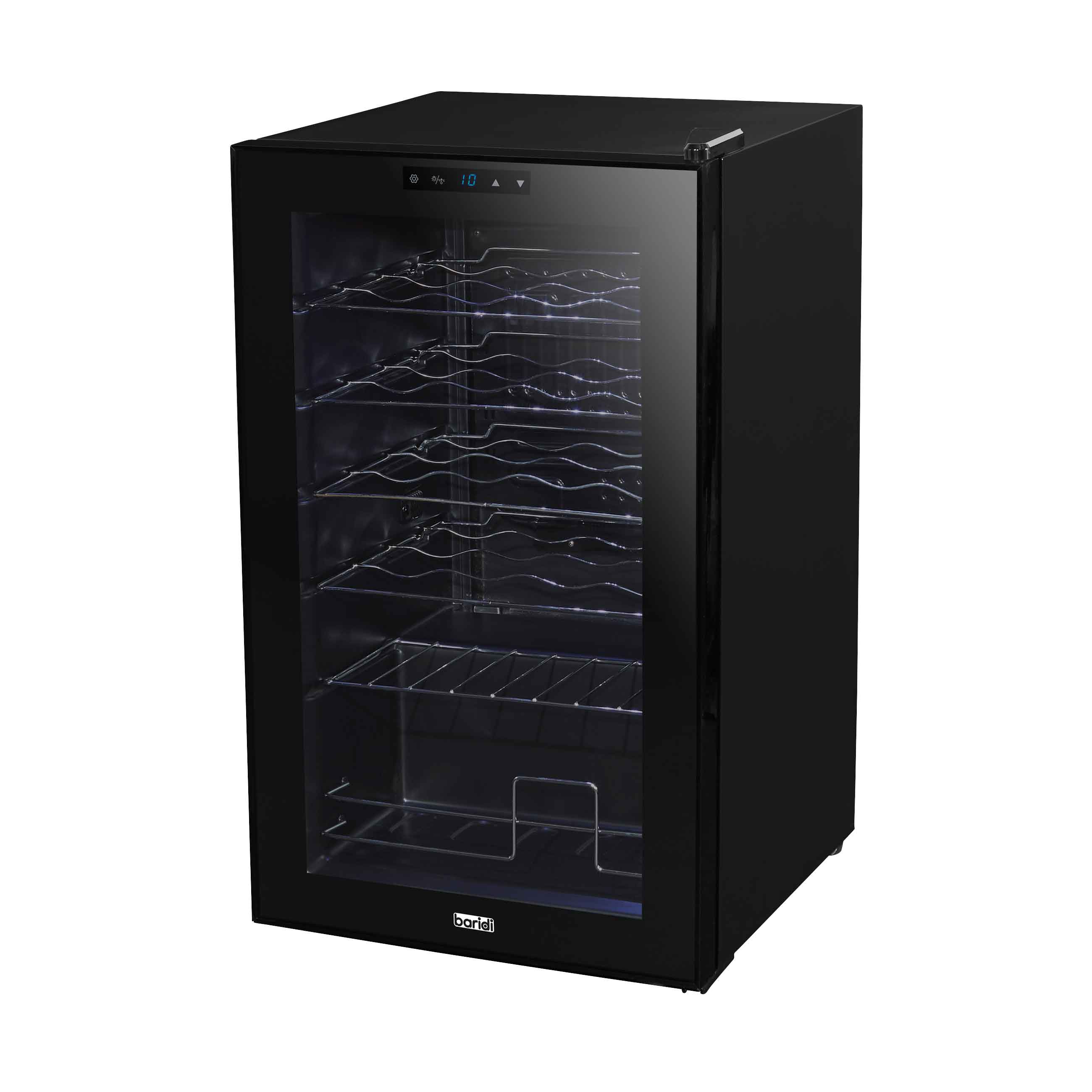 Baridi 24 Bottle Wine Cooler Refrigerator - Digital Touch Screen Control, LED Interior Lighting, Freestanding Black Wine Fridge for Home, Kitchen, or Bar Use