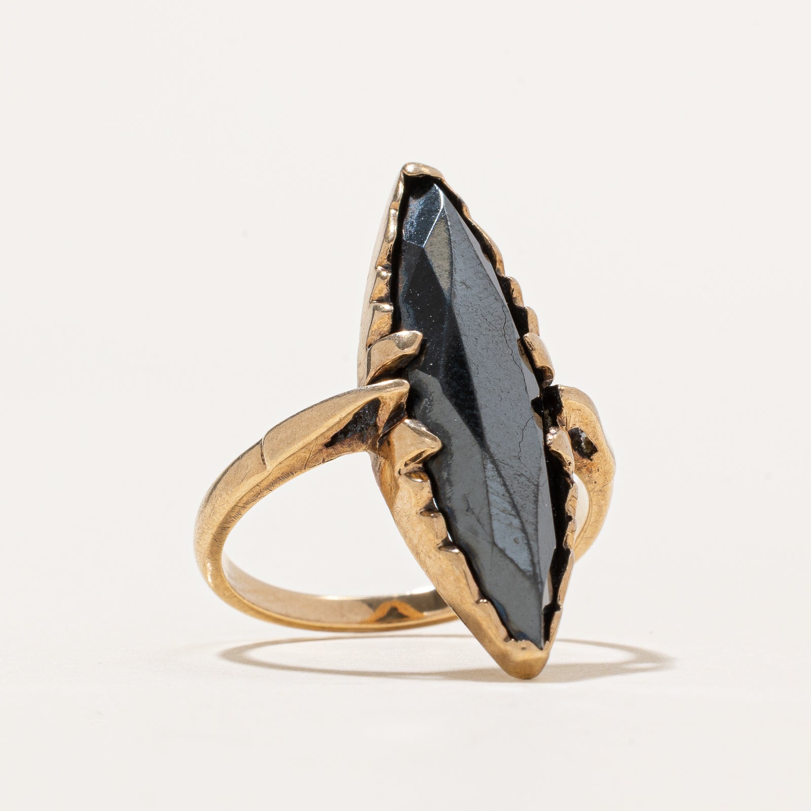 4.93ct Hematite Navette Ring - Size 6 | Elegant Gemstone Jewelry for Women | Perfect for Evening Wear, Weddings & Special Occasions