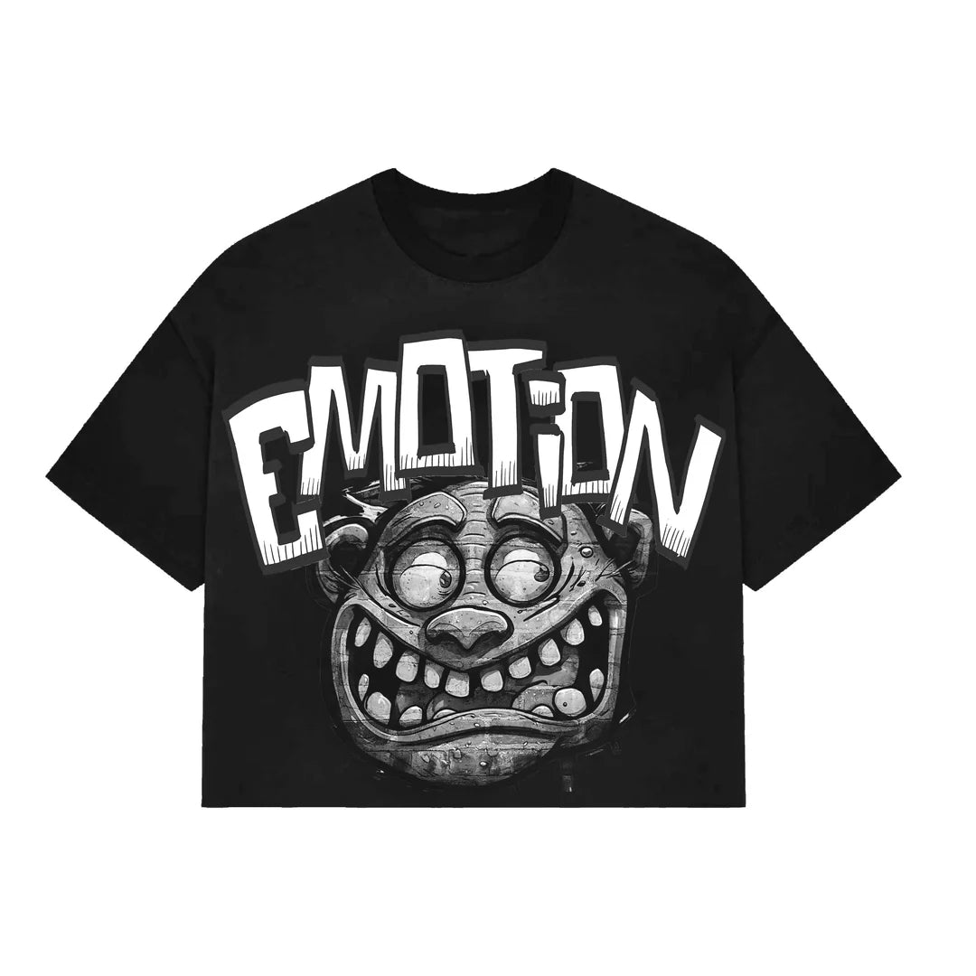Monster Cropped T-Shirt for Women - Gothic Black Graphic Tee - Trendy Streetwear for Casual Outfits & Halloween Costumes