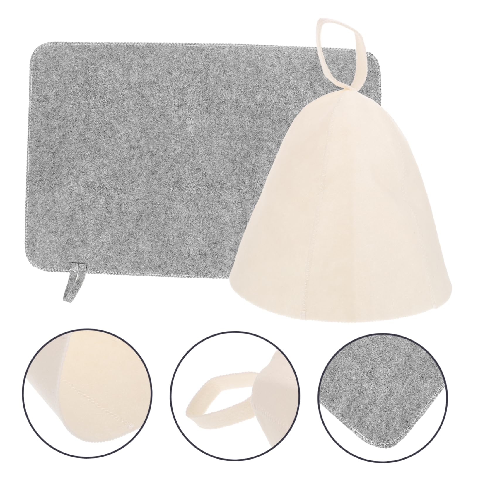 HOMSFOU Thickened Sauna Hat Set - Absorbent Felt Bath & Sauna Cap for Spa, Yoga, Hot Tub - Home Sauna Accessories for Women & Men - Soft & Comfortable Sauna Blanket Alternative
