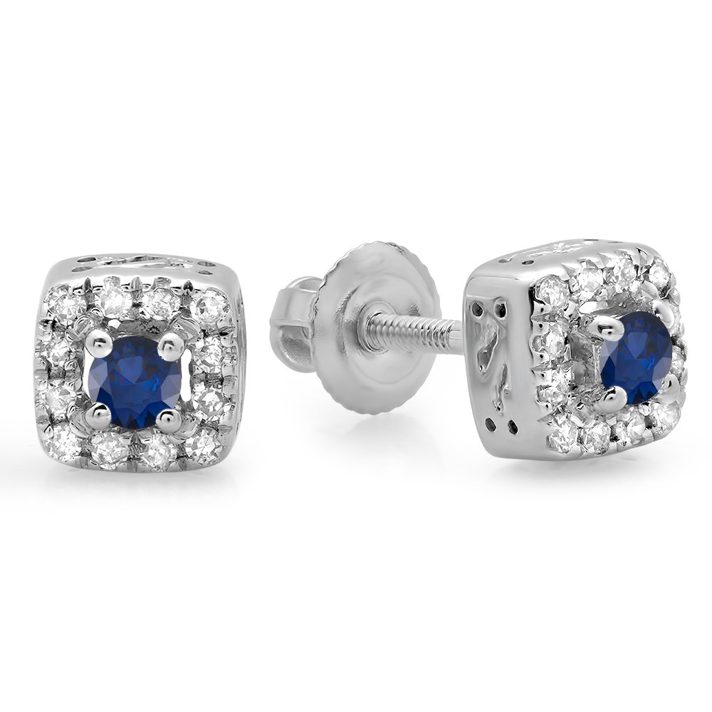 Dazzlingrock 10K Solid White Gold Square Frame Halo Stud Earrings for Women | Elegant Jewelry Gift for Bridesmaids, Anniversary & Special Occasions