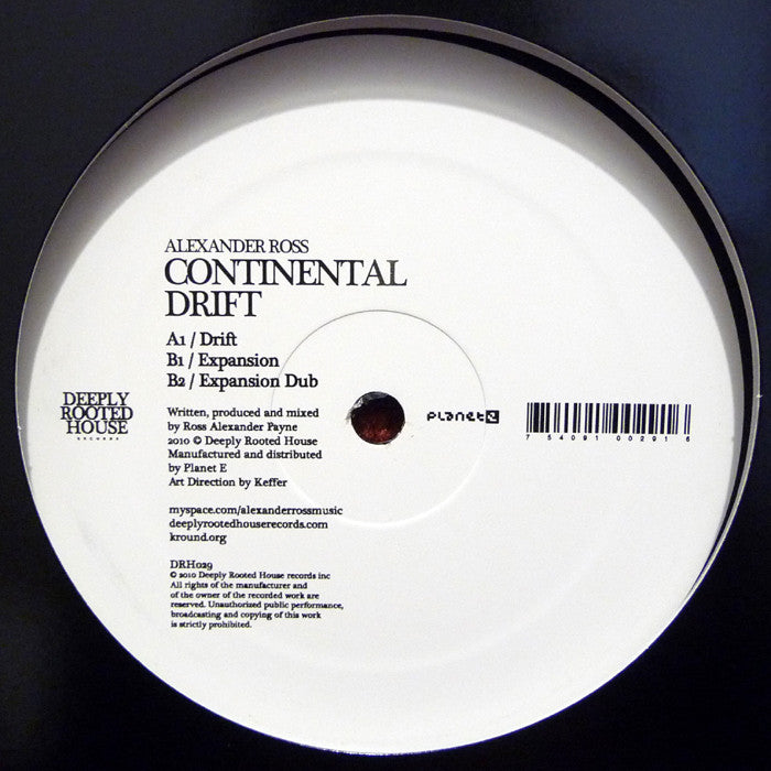 Alexander Ross Continental Drift 12 Deeply Rooted House DRH029 - Premium House Music Vinyl Record for DJs & Collectors | Perfect for Clubs, Home Listening & Music Production