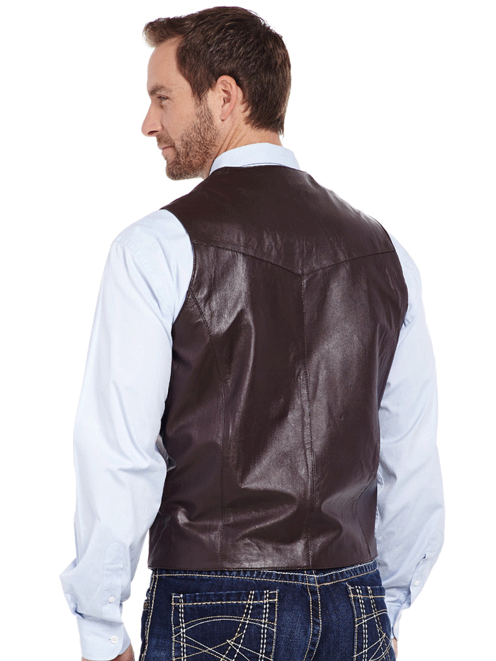 Men's Brown Lamb Leather Button Front Vest - Cripple Creek ML3059 - Perfect for Casual Outfits, Outdoor Adventures & Western Style Fashion