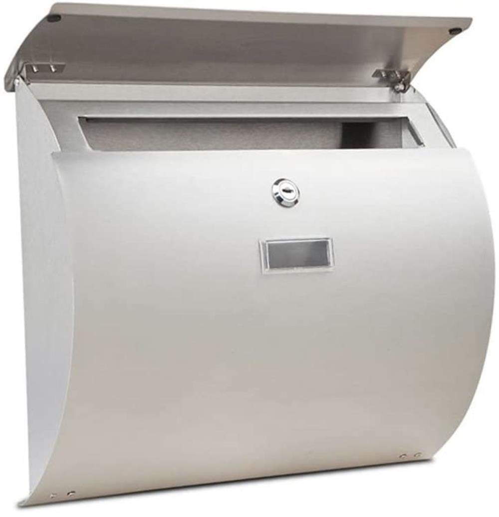 Stainless Steel Mailbox with Lock - 304 Waterproof Outdoor Wall Postbox for Home & Office | Secure Mail & Newspaper Delivery | Durable & Weatherproof for Driveway, Garden, or Apartment