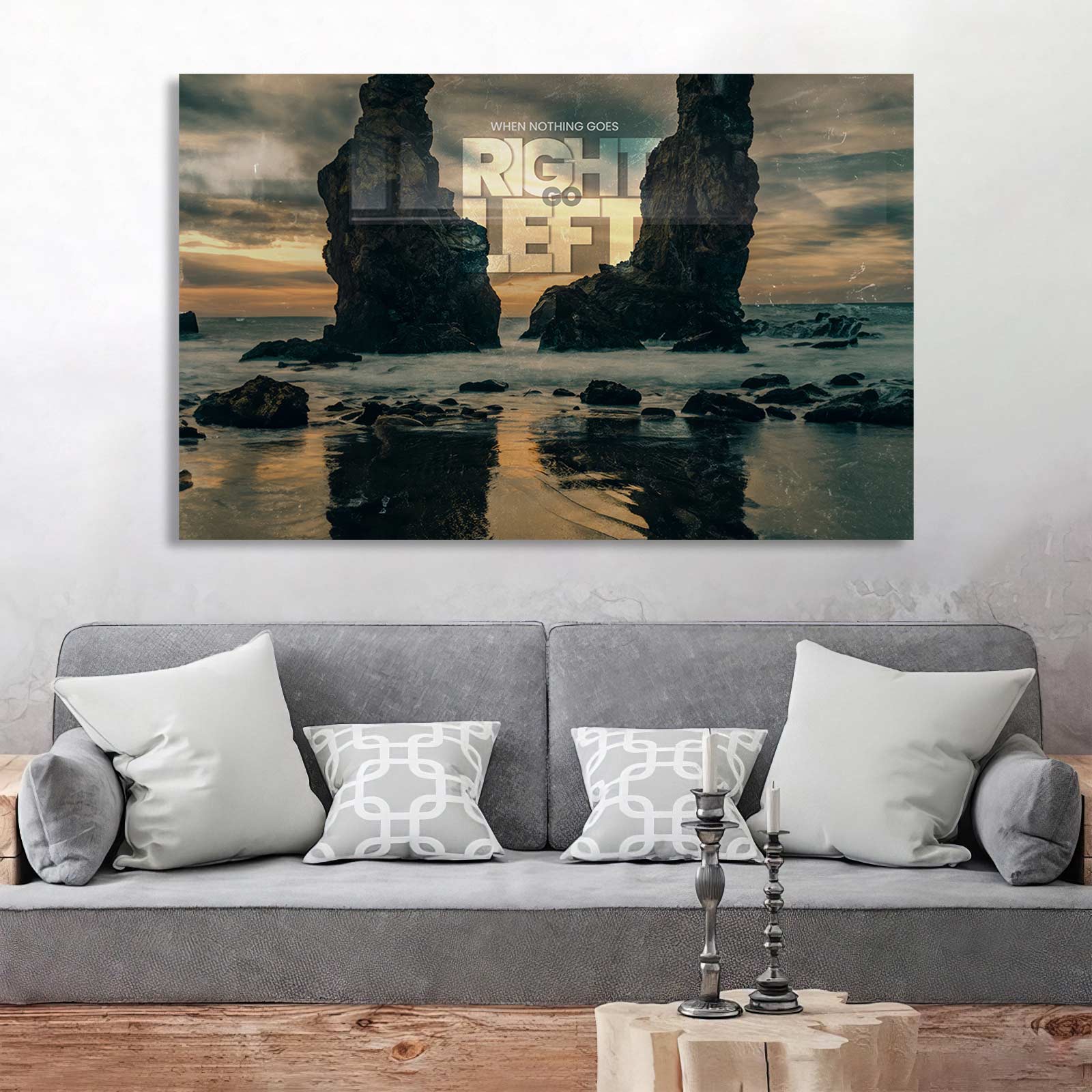 Right or Left Tempered Glass Wall Art - Modern Home Decor for Living Room, Bedroom & Office - Shatterproof & Stylish