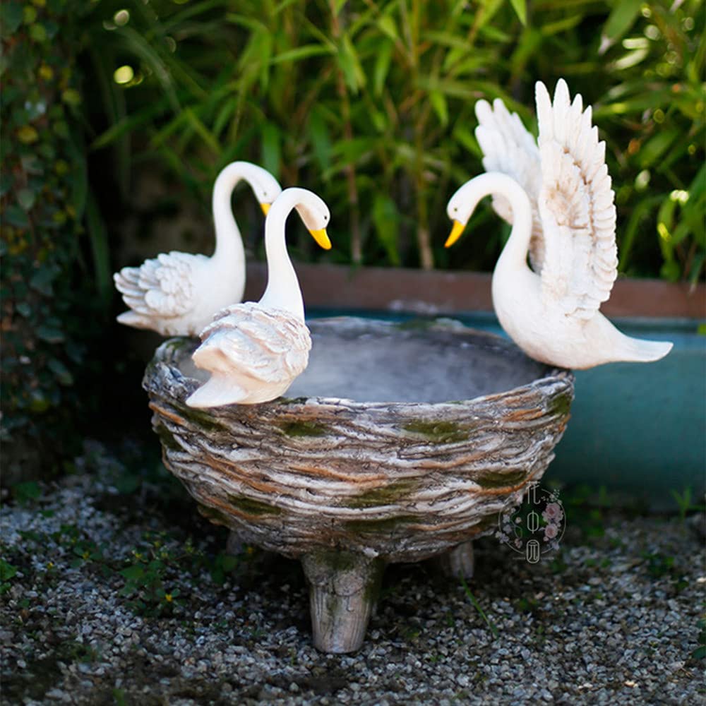 3-Piece White Swan Garden Statue Set - Elegant Figurine Plant Pots & Flower Planters for Indoor & Outdoor Décor | Perfect for Home, Garden, and Patio Decoration