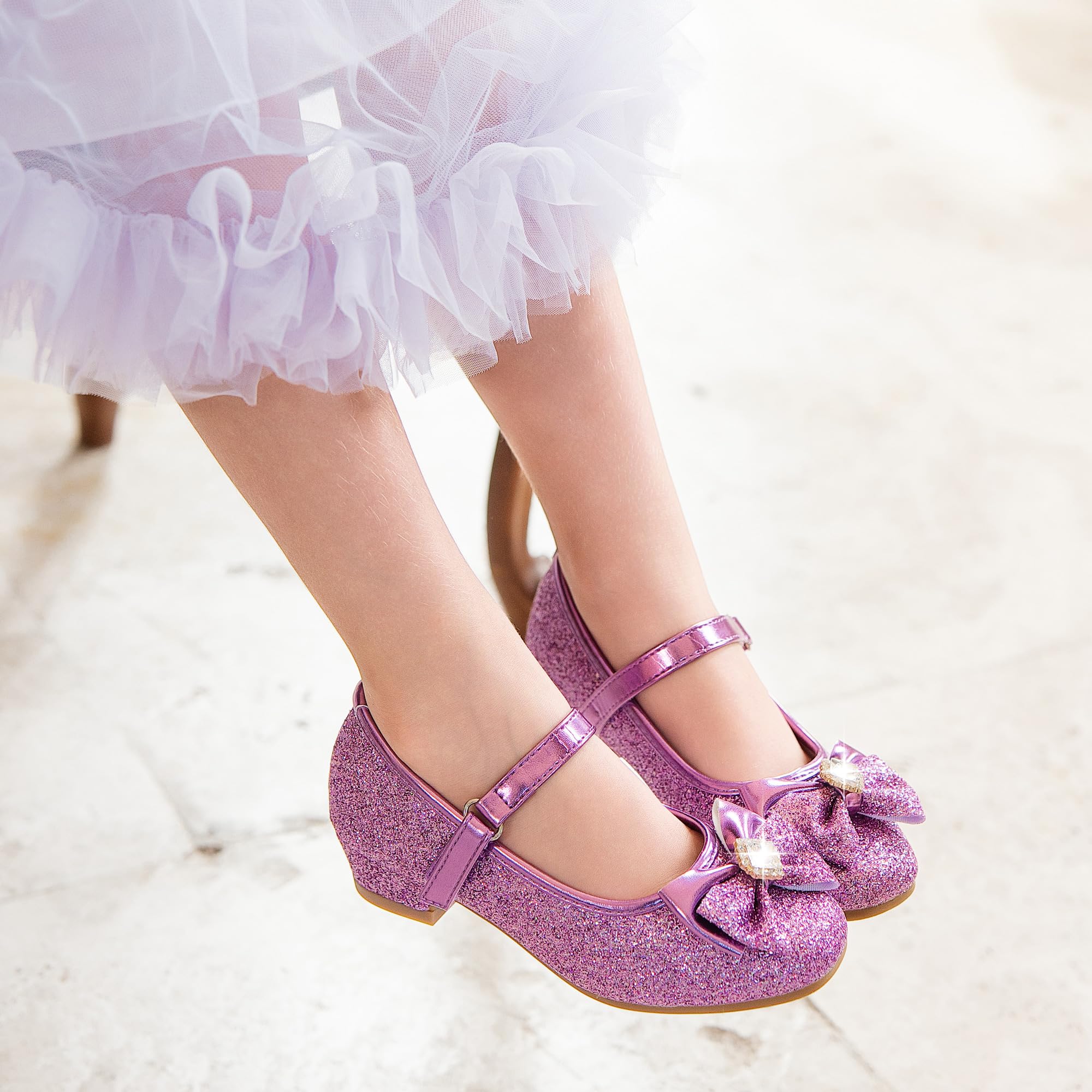 Furdeour Girls Mary Jane Dress Shoes - Glitter Princess Heels for Wedding, Flower Girl & Bridesmaid - Toddler & Kids Party Shoes | Perfect for Weddings, Birthday Parties & Special Occasions