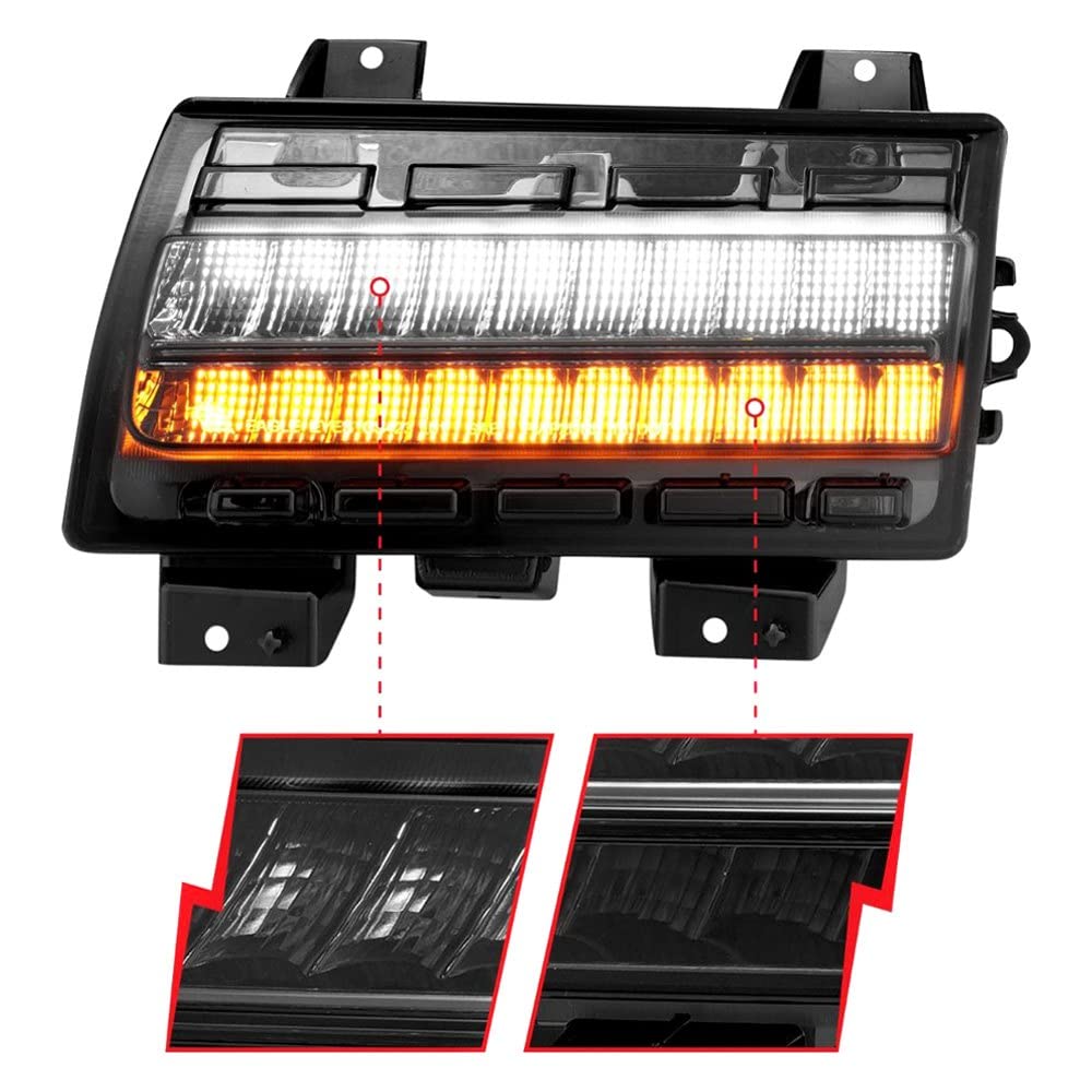 ANZO (511088) LED Side Marker Lights for 2018-2021 Jeep Wrangler & 2020+ Jeep Gladiator - Smoked Lens with Sequential Turn Signal - Off-Road Lighting Upgrade for Enhanced Visibility & Style