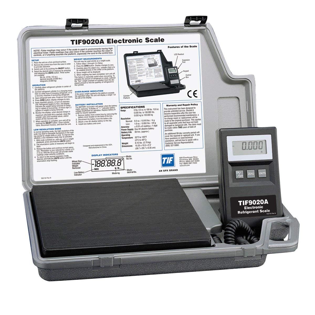 Robinair TIF9020A Digital Refrigerant Scale - Precise AC Recharge for Automotive & HVAC Systems - Perfect for Car AC Repair & Home Air Conditioning Maintenance