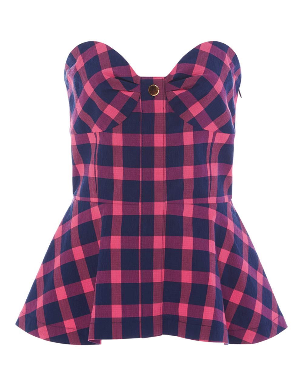 Tanya Taylor Seersucker Plaid Fiona Bustier Top - Women's Summer Fashion Blouse for Beach, Party & Date Night
