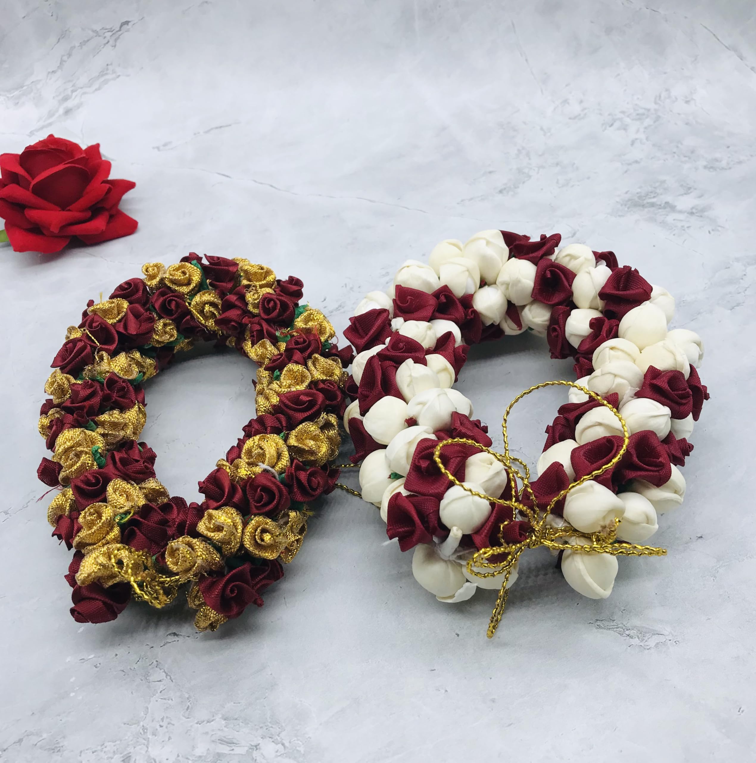 GadinFashion™ Artificial Flower Juda/Gajra Hair Accessories for Women & Girls - Pack of 2 - Perfect for Weddings, Parties, and Festive Occasions