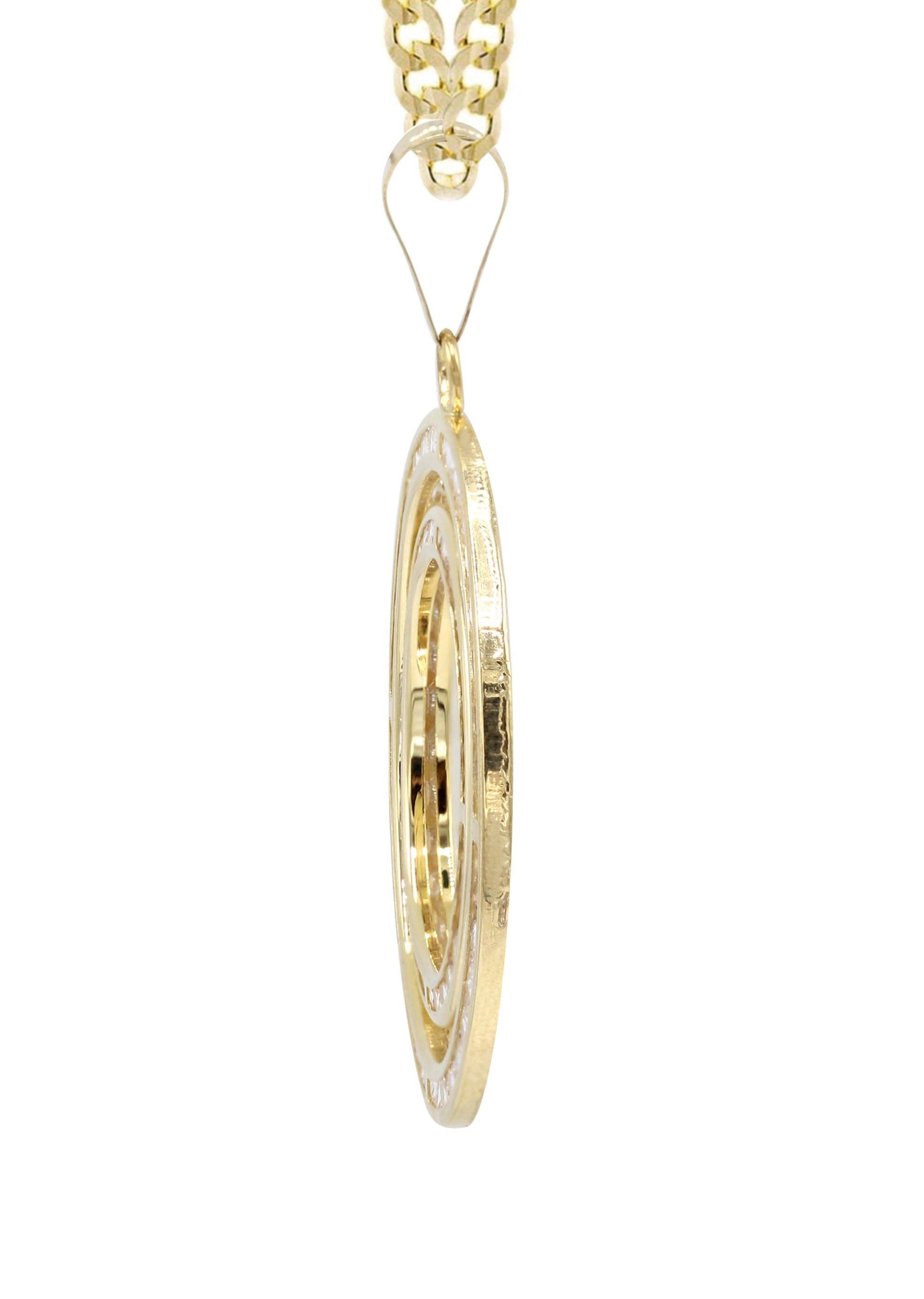 10K Yellow Gold CZ Picture Pendant Necklace for Women - 14.8 Grams | Elegant Photo Jewelry Gift for Mom, Wife, Girlfriend | Perfect for Anniversaries, Birthdays & Special Occasions